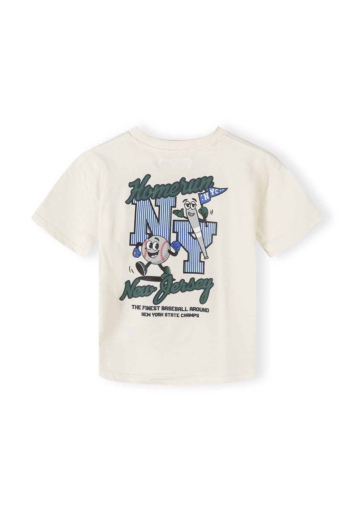 Boys off-white graphic t-shirt, crew neck, featuring baseball design.