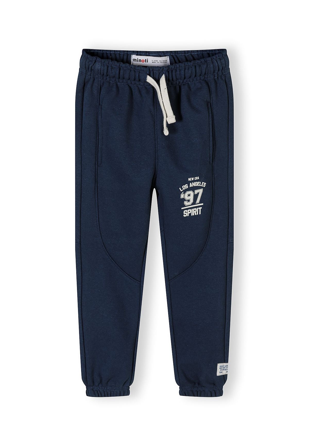 Cream, navy and green sweatshirt and joggers set, joggers front.