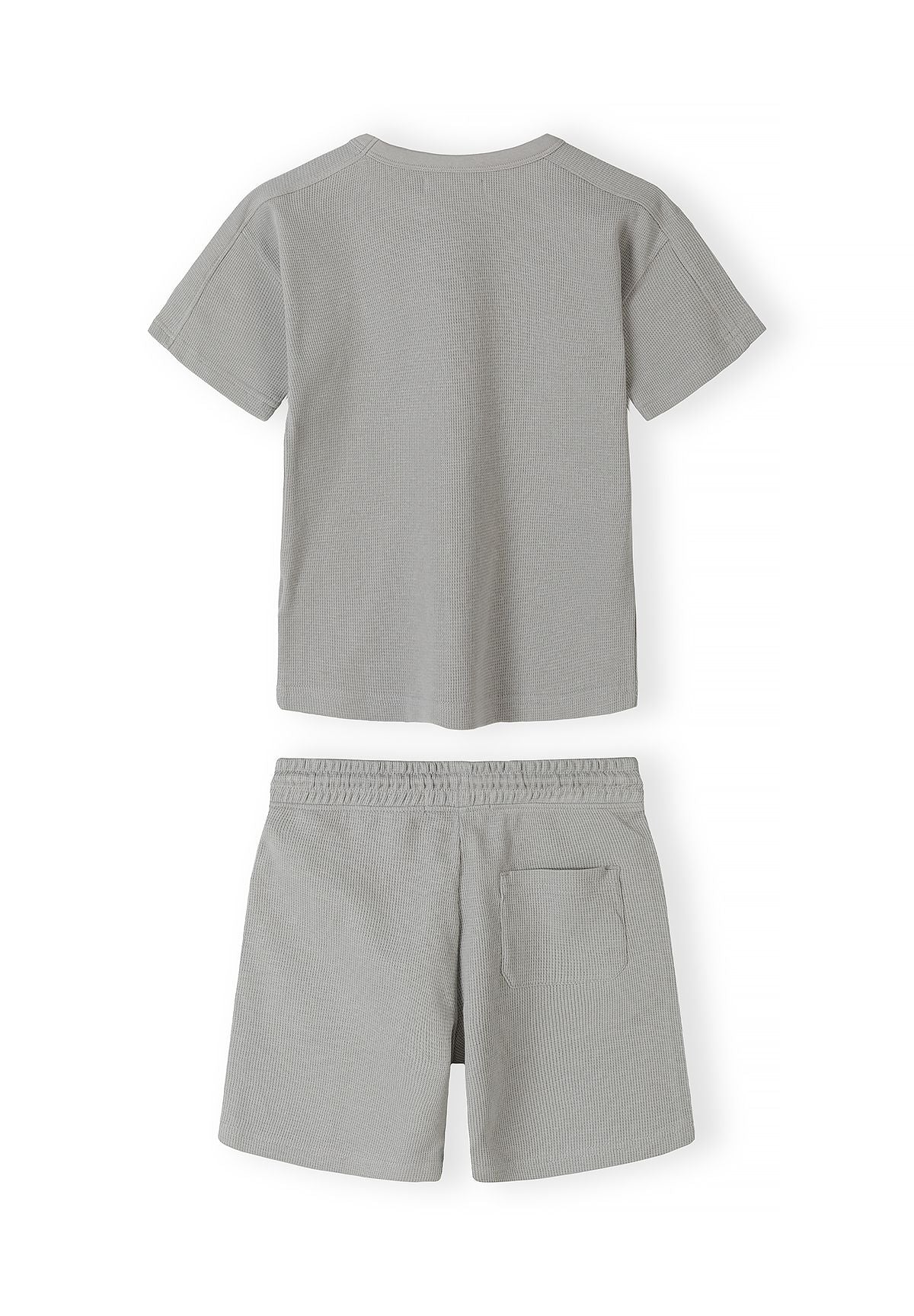 Waffle Jersey T-Shirt and Shorts Set, Light Grey - 2
