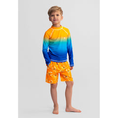 Boys' swim shorts 2-pack in orange and blue