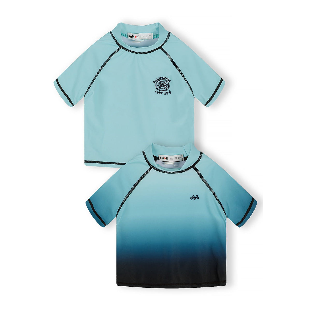Boys' rash vests 2-pack in turquoise, blue and black — complete product view for square Shop card