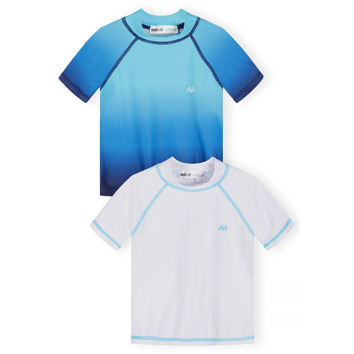 Boys' rash vests 2-pack in white and blue — complete product view for square Shop card