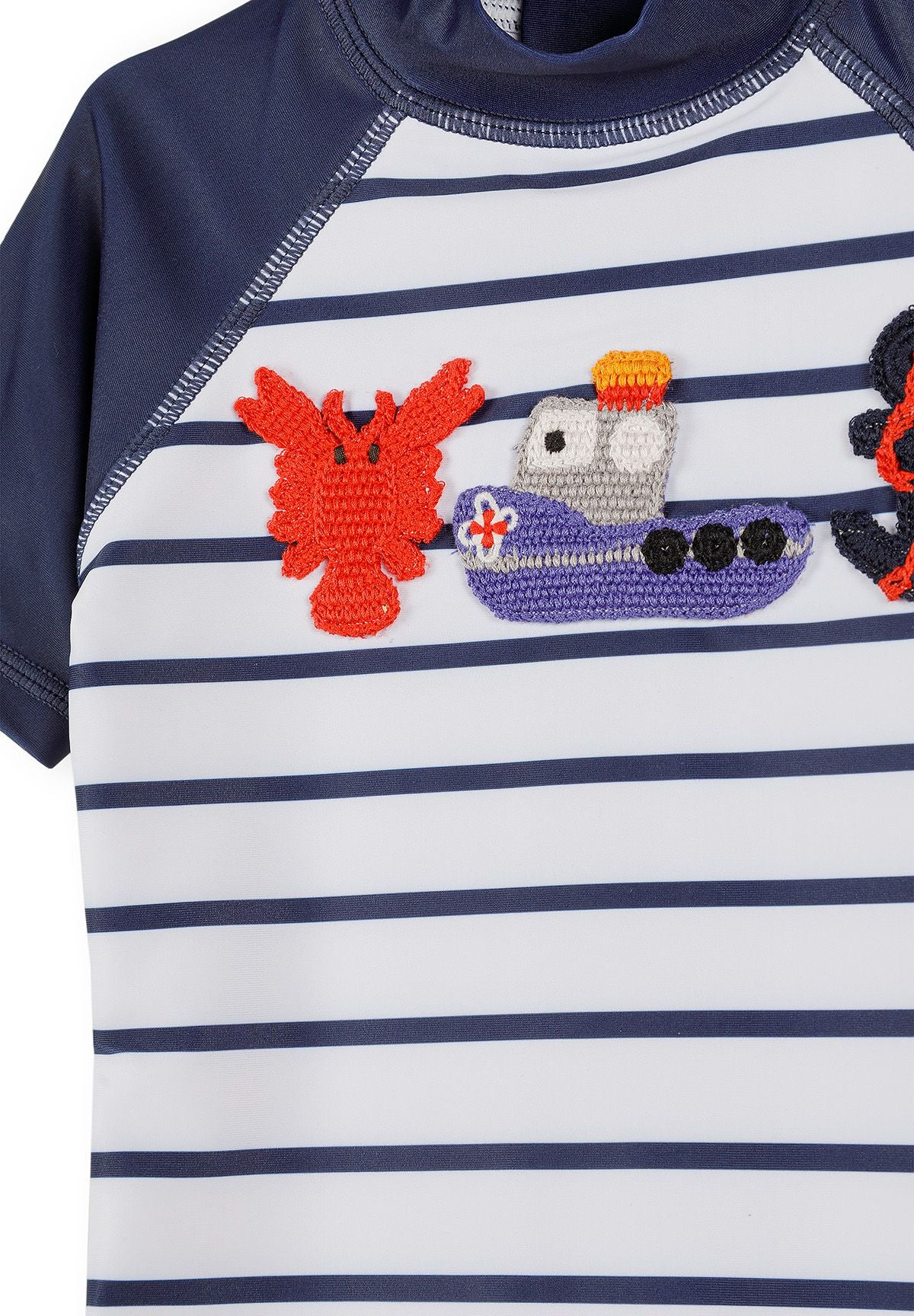 Rash Vest, Striped Navy White, Sea Creatures - 3