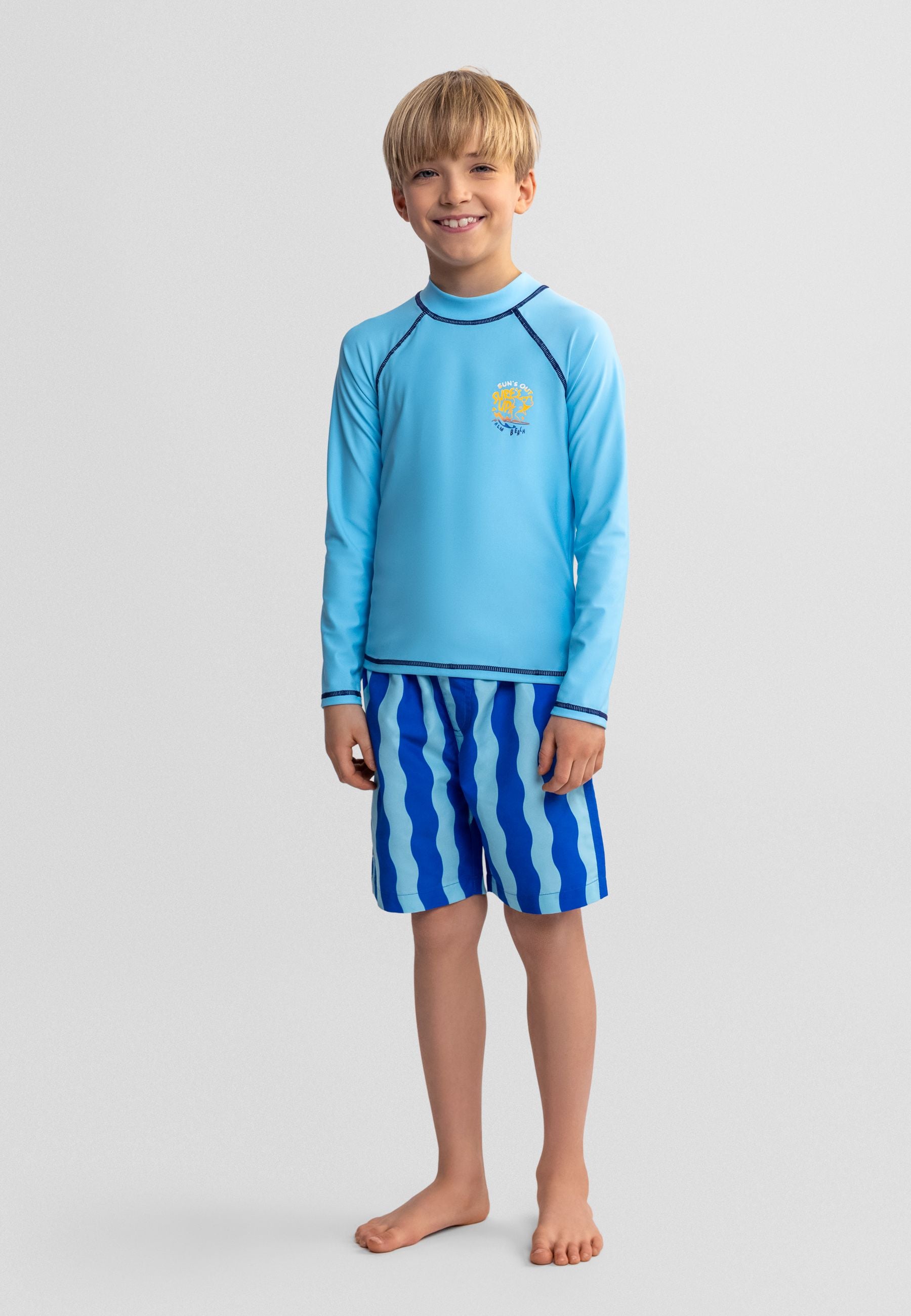 Swim Shorts 2-Pack, Starfish & Stripe, Blue Orange - 1