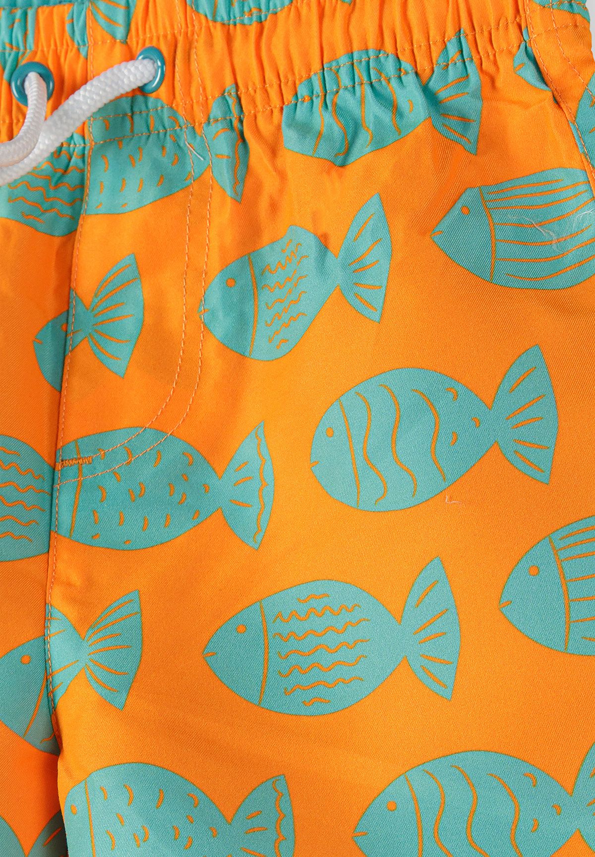 Swim Shorts 2-Pack, Fish Print, Orange Turquoise - 6