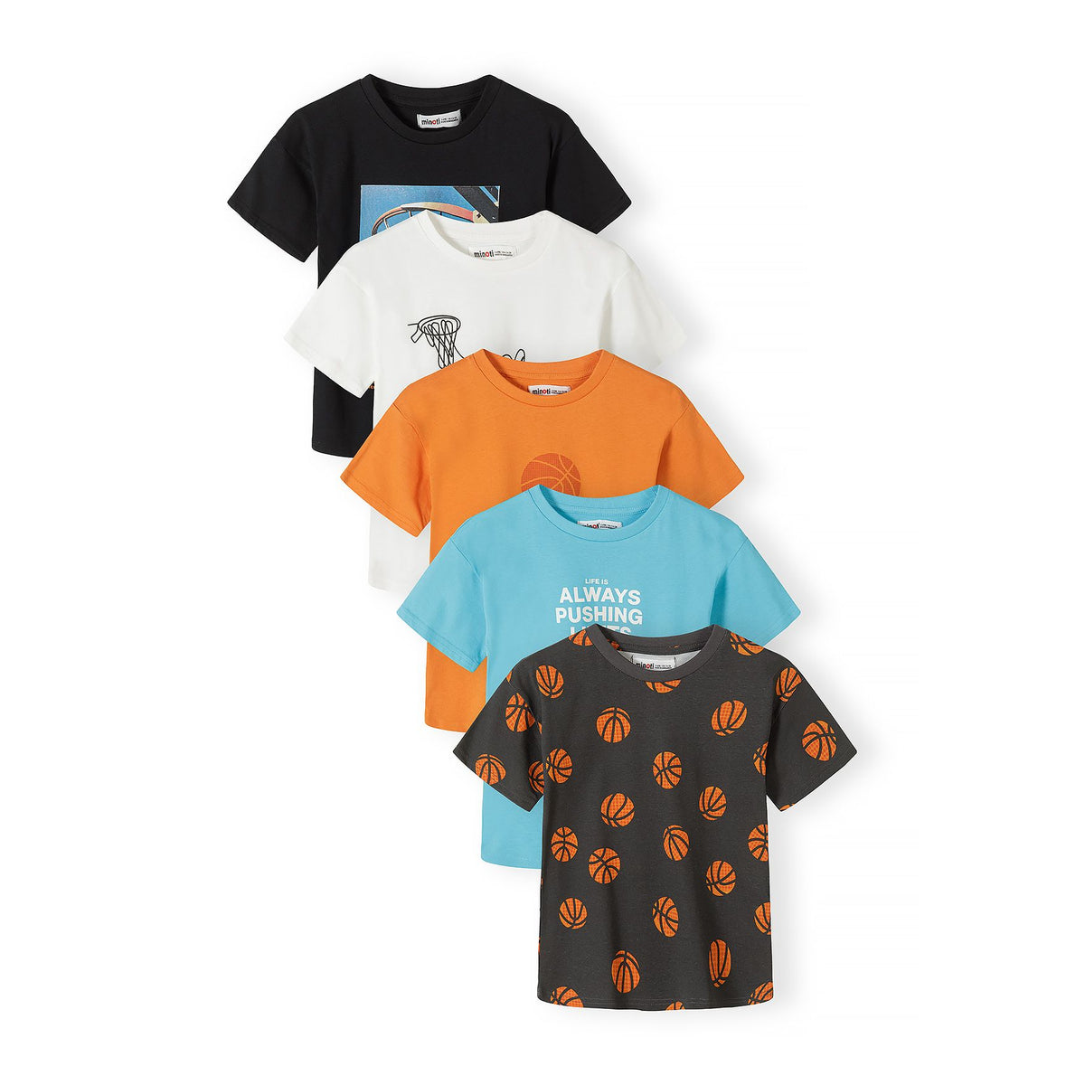 Boys' graphic t-shirts 5-pack in mixed colours — complete product view for square Shop card