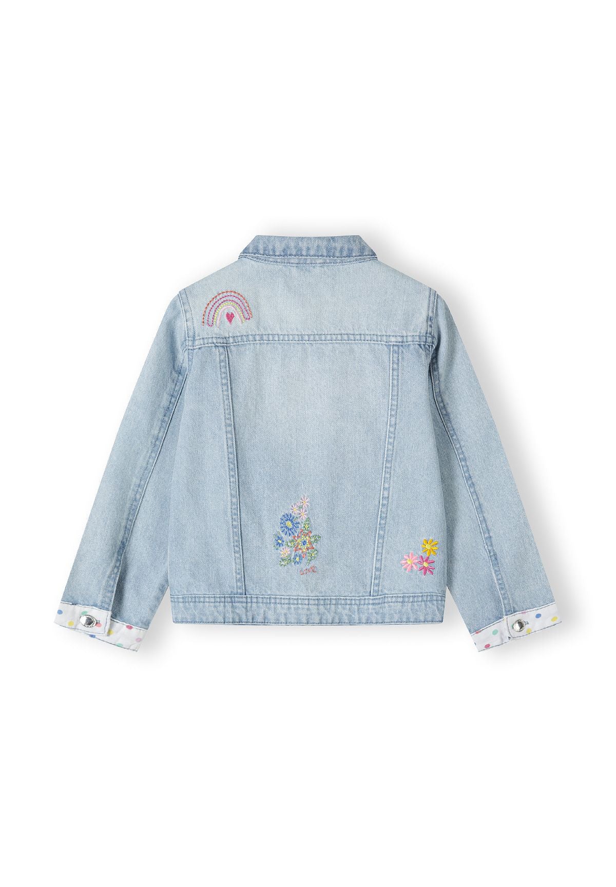 Embroidered Denim Jacket, Light Blue, Rainbow - 3