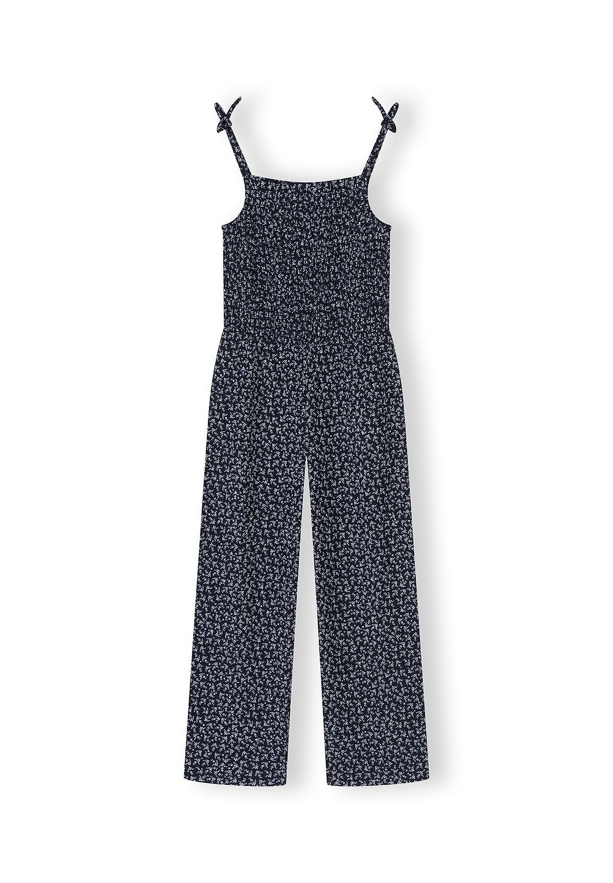 Floral Jumpsuit, Navy, Tie Shoulder Straps - 2