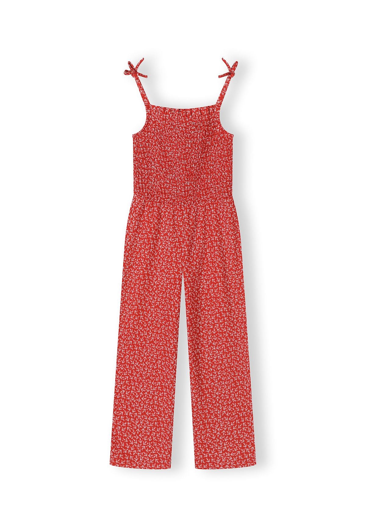 Shirred Jumpsuit, Floral, Red - 2