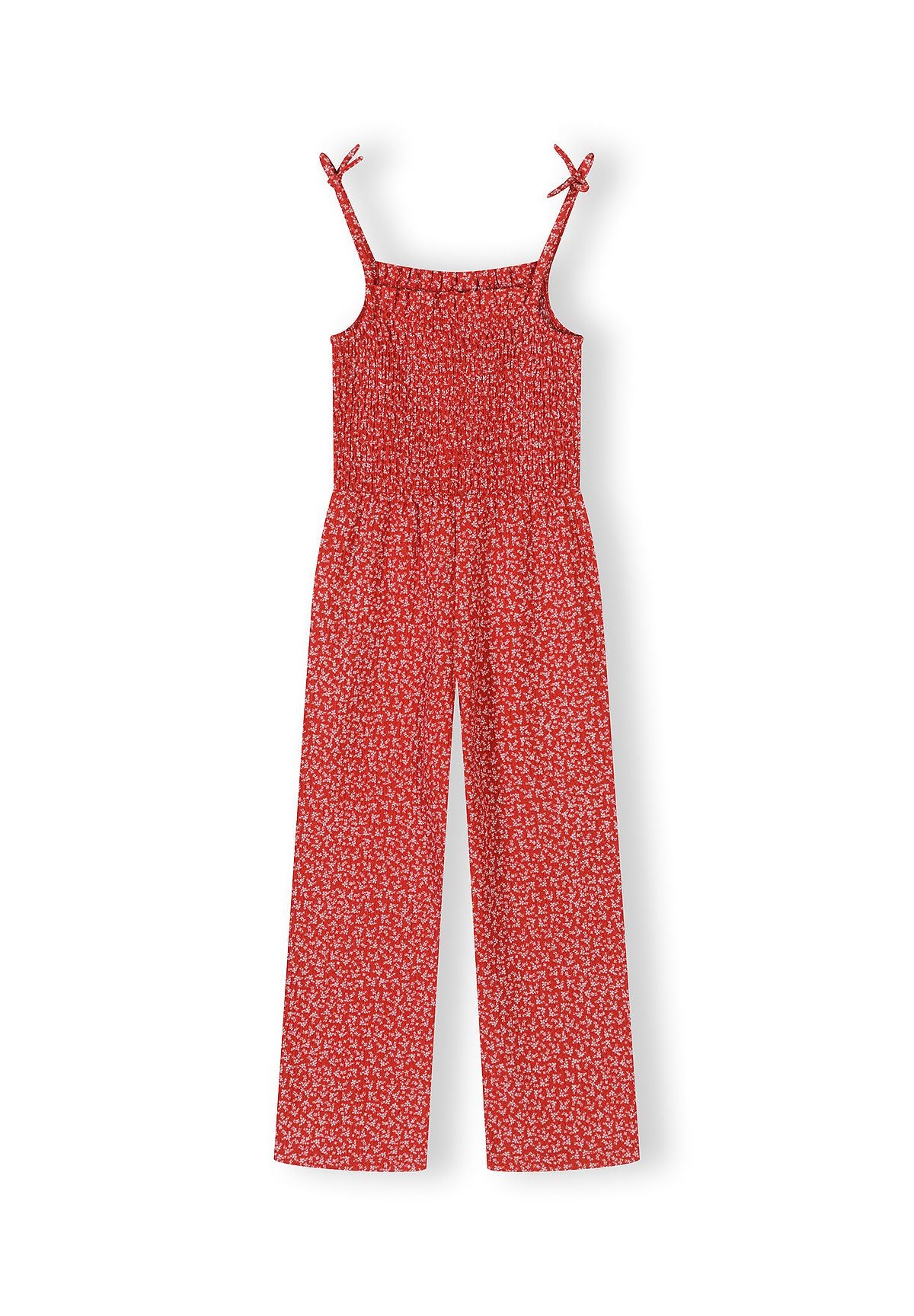 Shirred Jumpsuit, Floral, Red - 3
