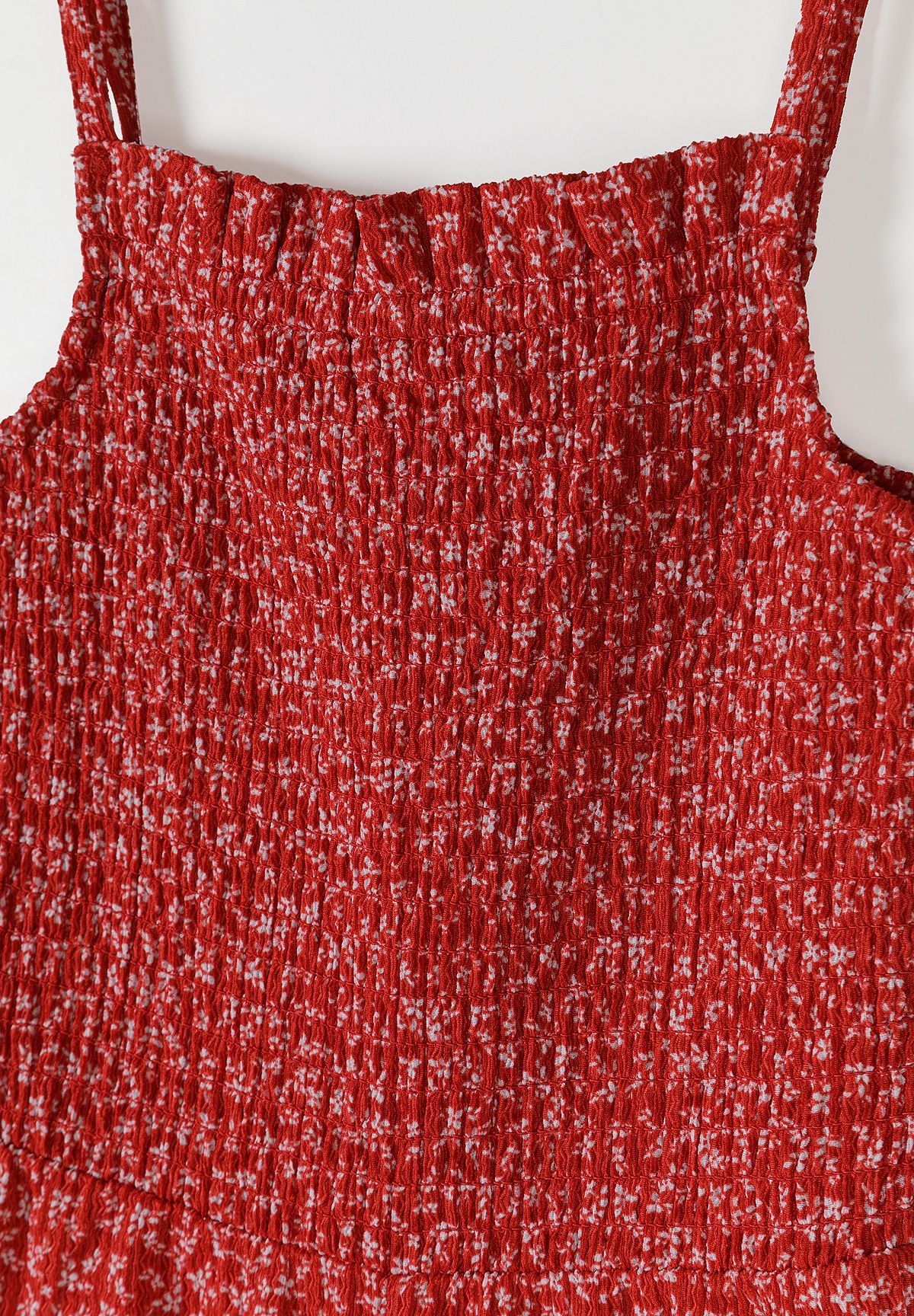 Shirred Jumpsuit, Floral, Red - 4