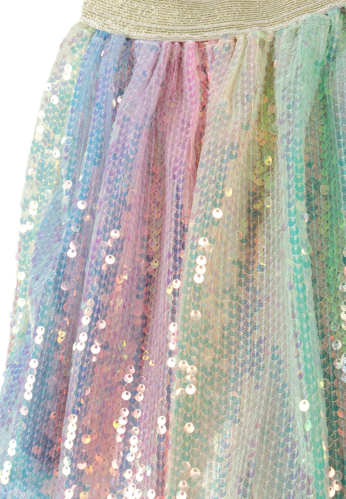 Sequin Tulle Skirt, Rainbow Multicolour - 4