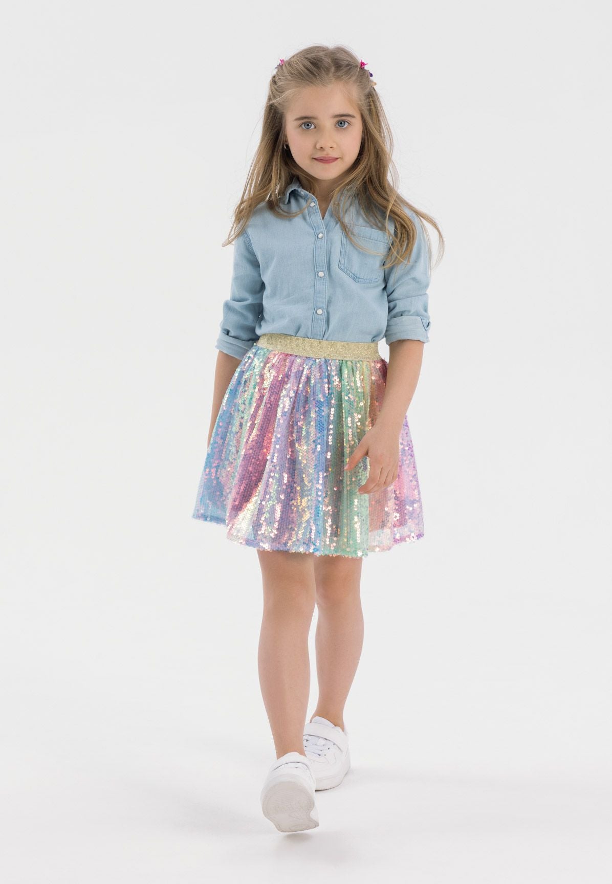 Sequin Tulle Skirt, Rainbow Multicolour - 1