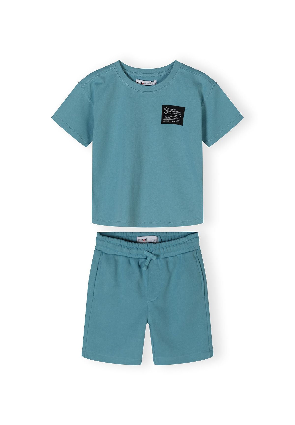 T-Shirt and Shorts Set, Teal, Chest Badge - 2
