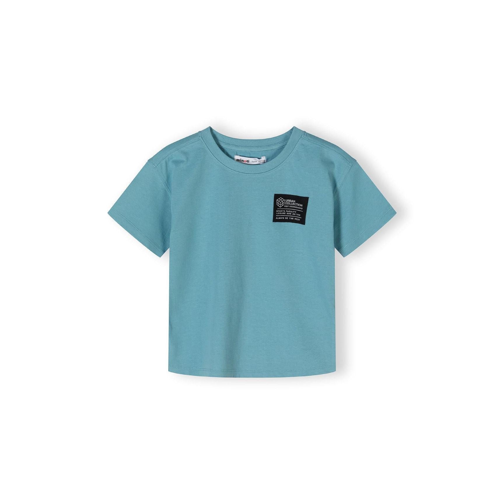 Teal sweatshirt fabric shorts with elasticated waistband laid flat on white background