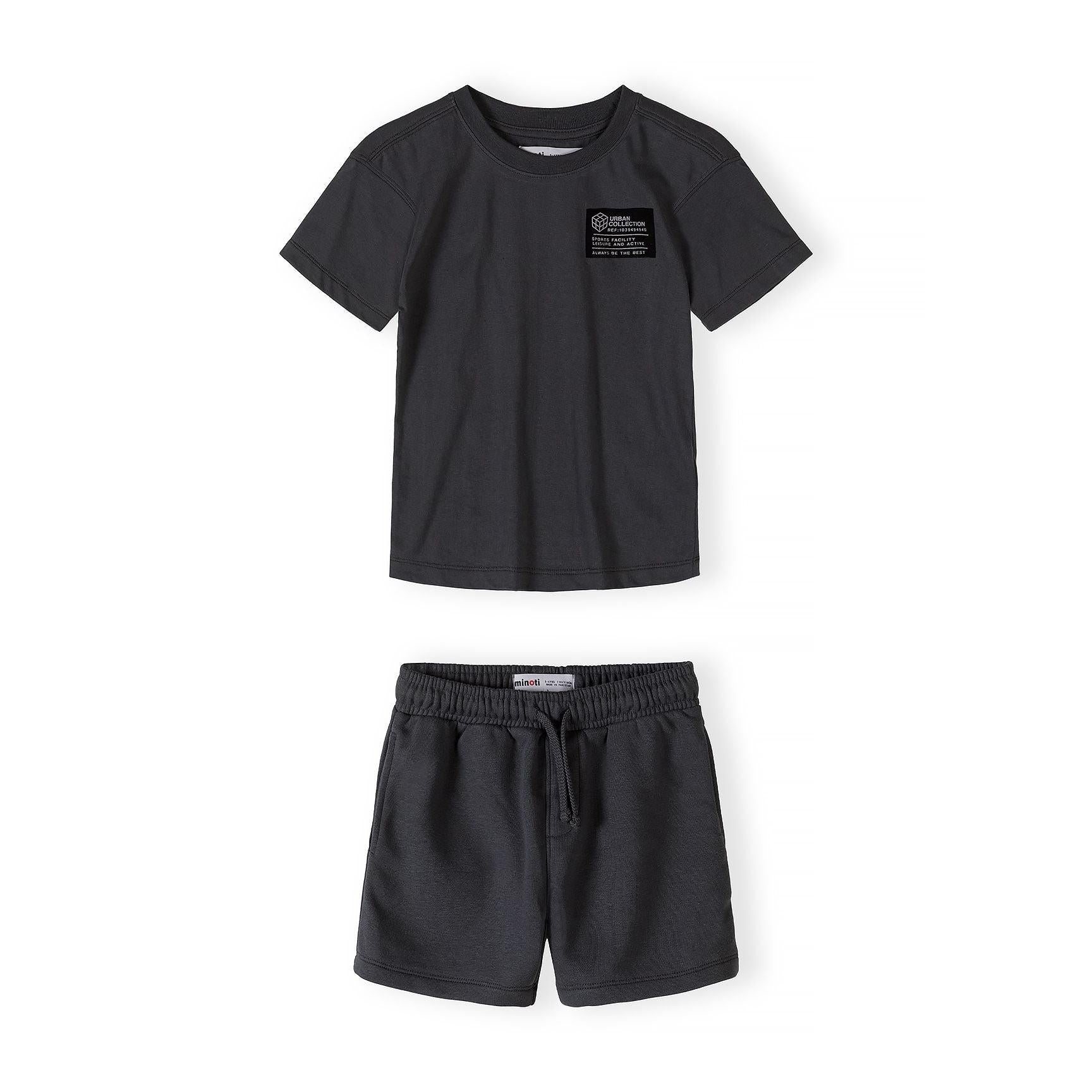 Back view of grey cotton t-shirt showing plain design and classic crew neck construction