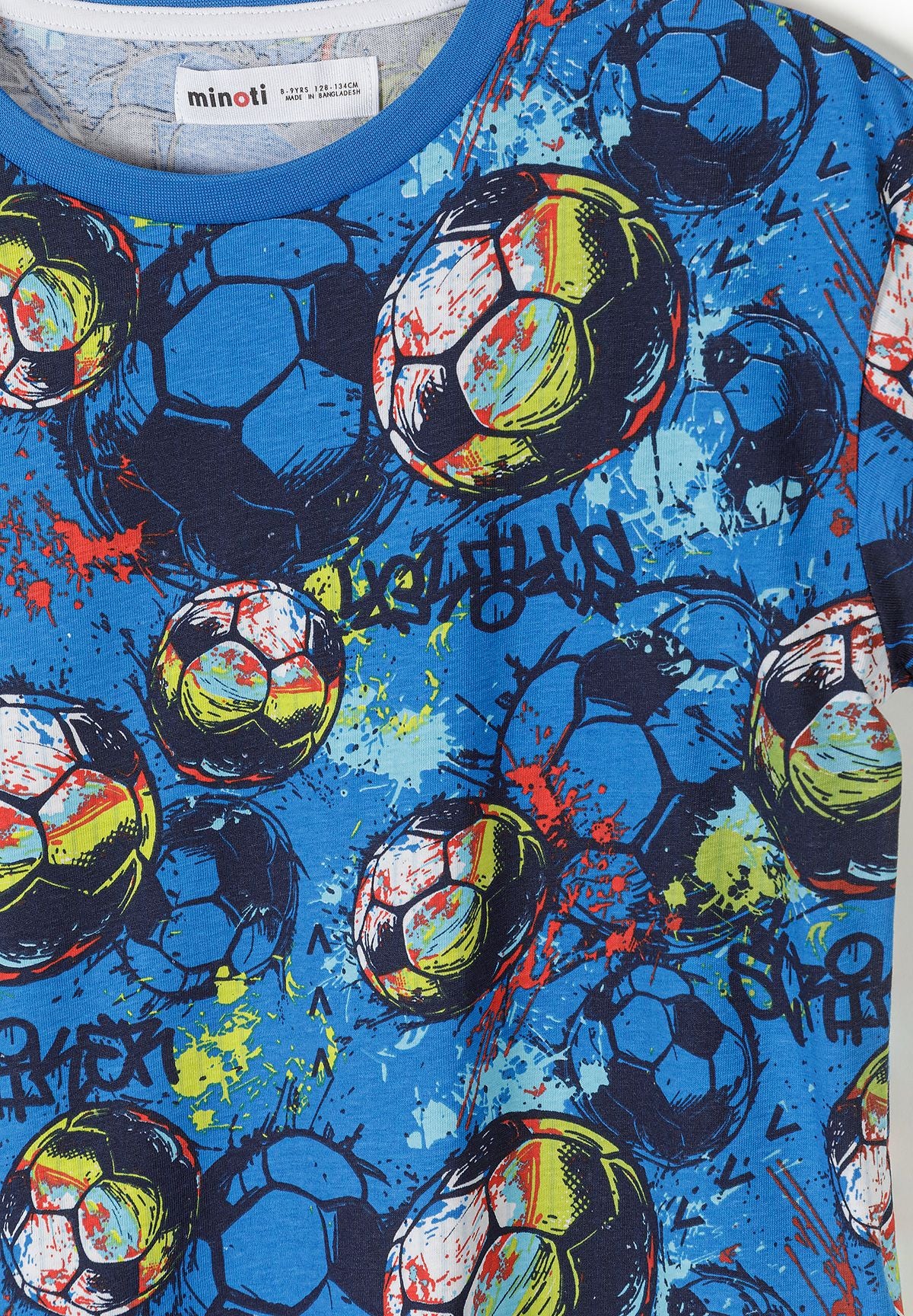 T-Shirt & Shorts Pyjamas 2-Pack Football Print Blue - 5