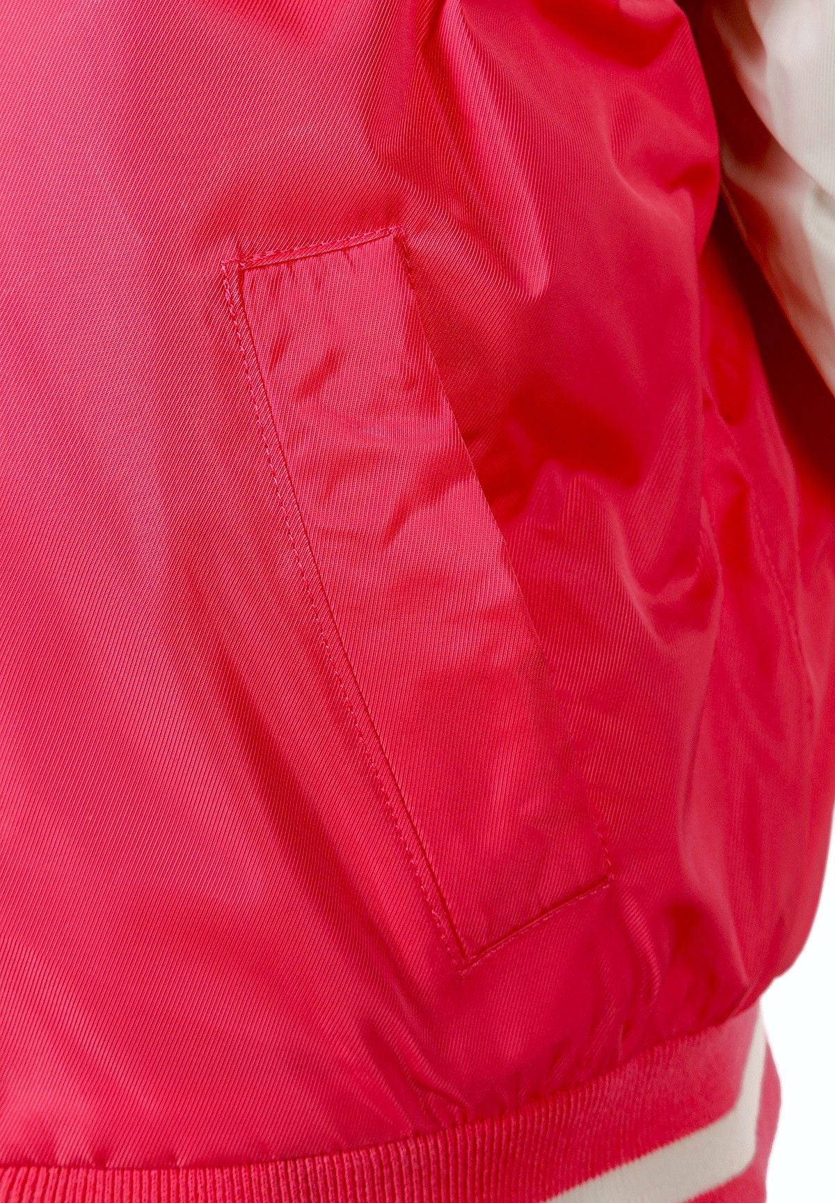 Varsity Bomber Jacket, Pink White, Lightly Padded - 5