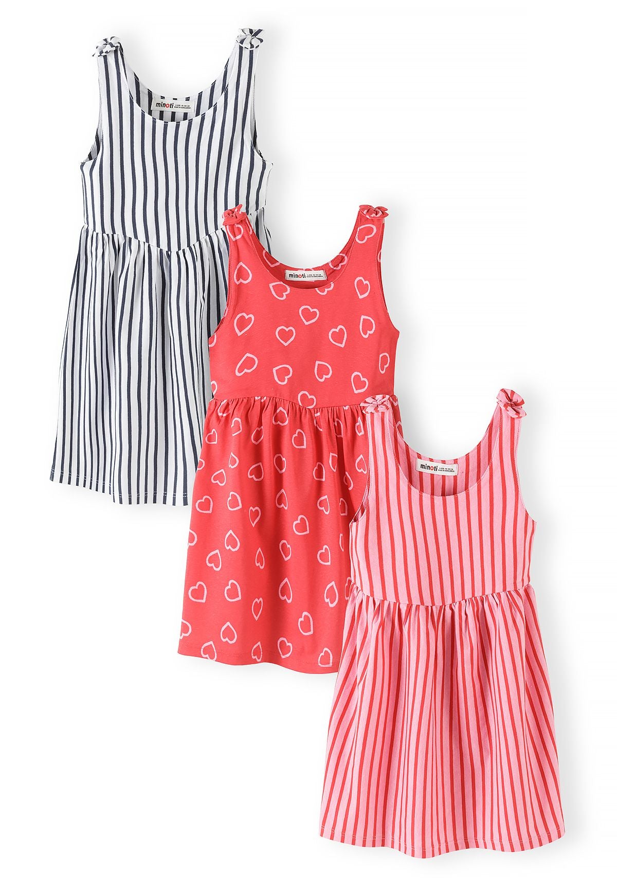 Sleeveless Dresses 3-Pack, Stripe Heart Print - 1