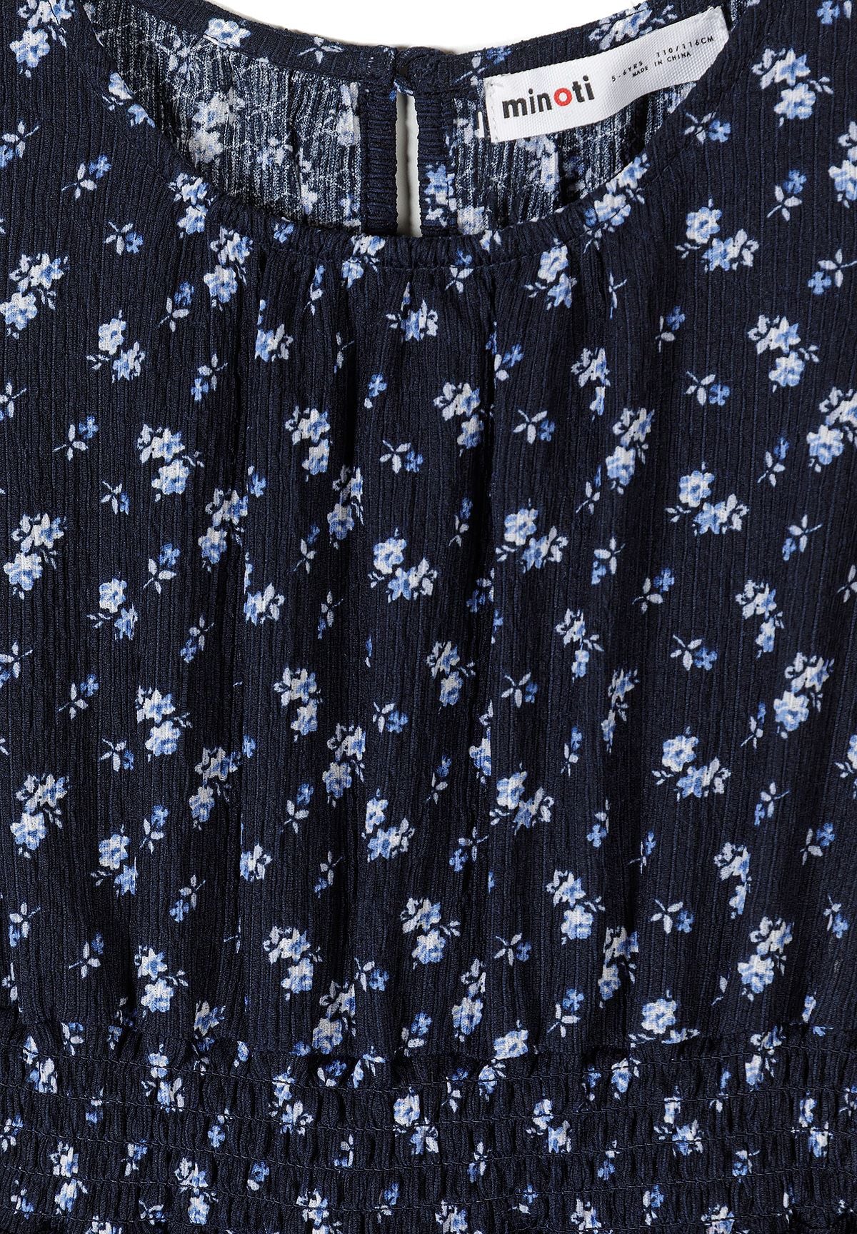 Floral Dress A-Line Navy Flutter Sleeves - 3
