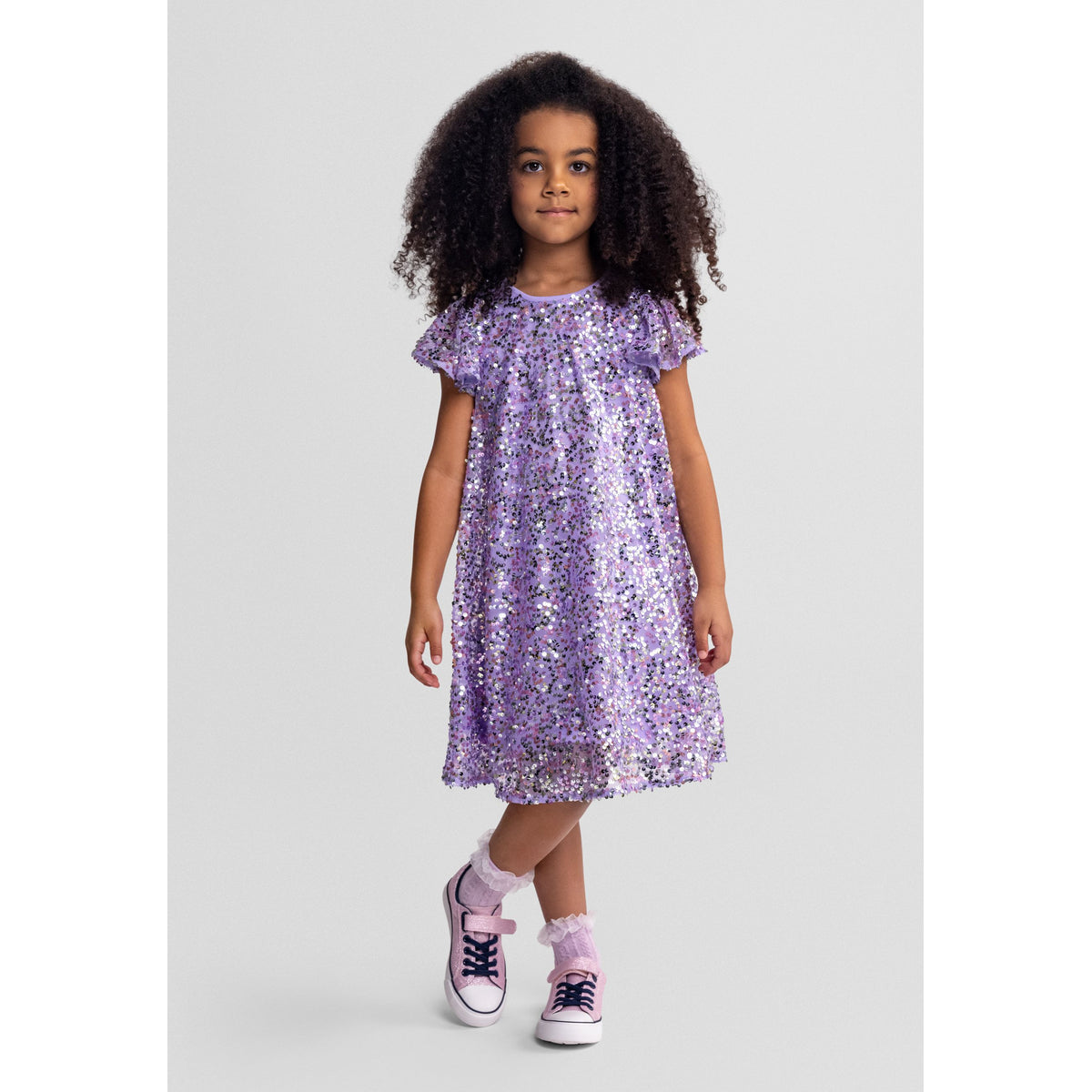Girls' sequin dress in lilac — complete product view for square Shop card