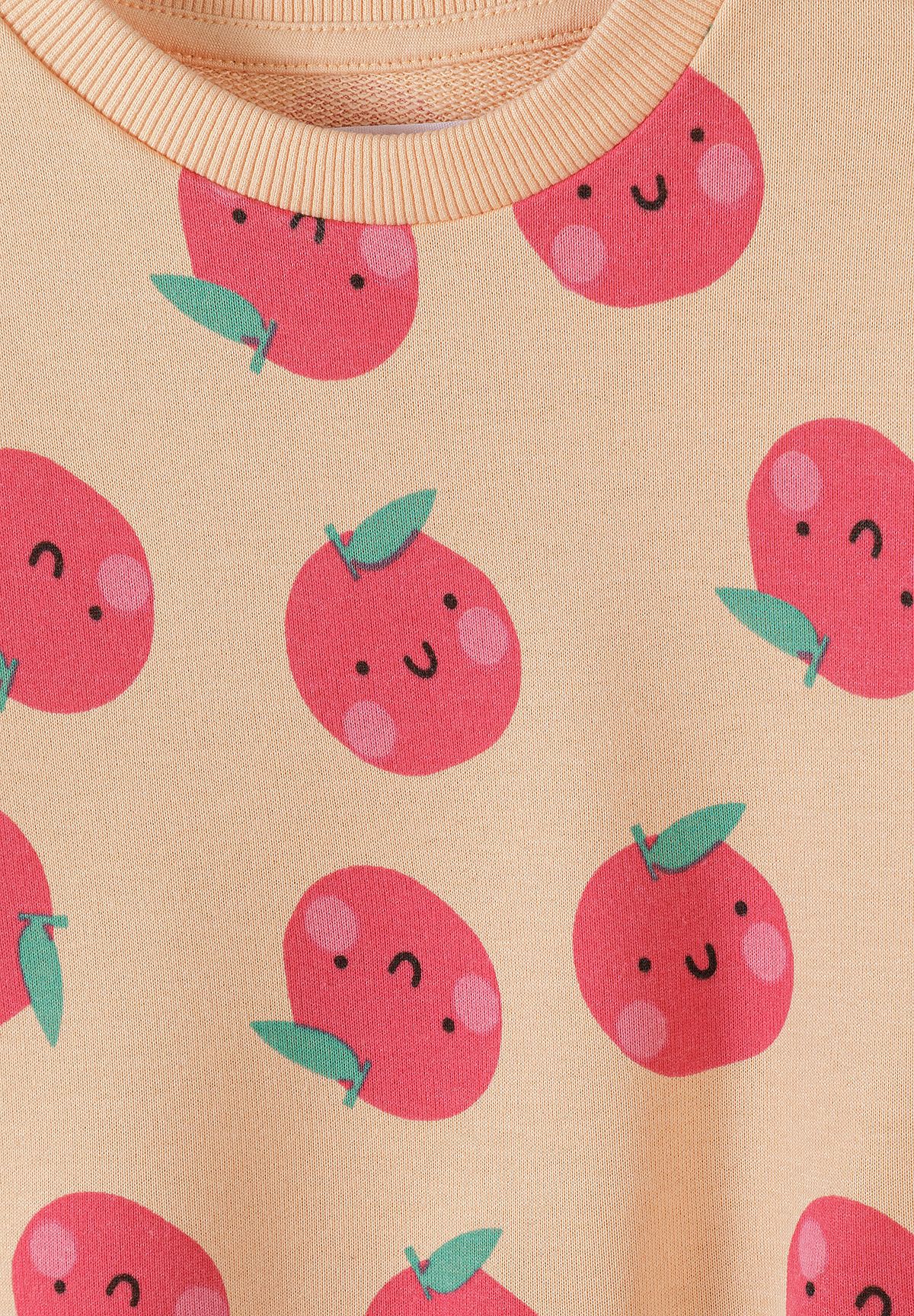 Sweatshirts 2-Pack, Apple Print & Stripe, Apricot White - 7