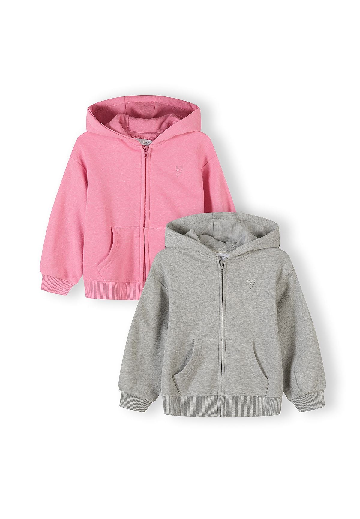 Zip-Up Hoodies 2-Pack, Pink Grey - 1