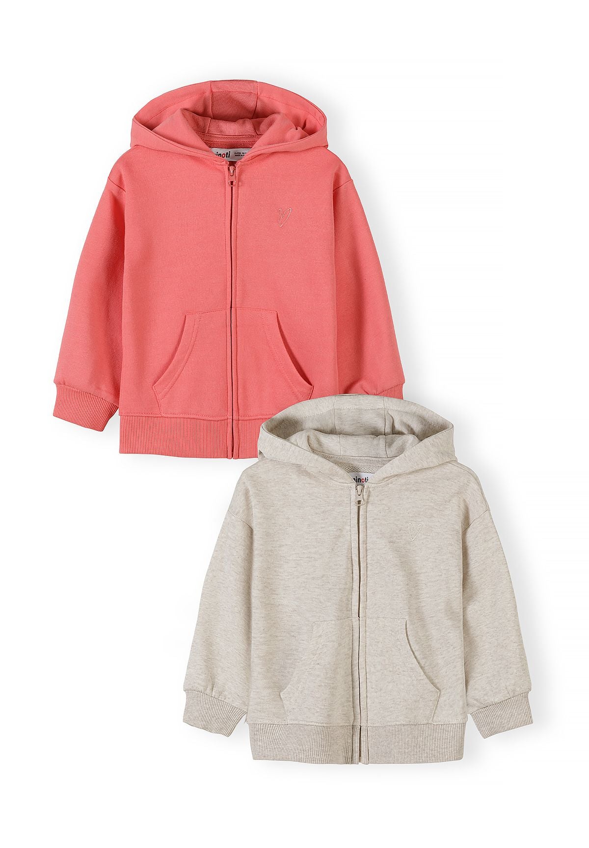 Zip Hoodies 2-Pack, Coral & Cream - 1