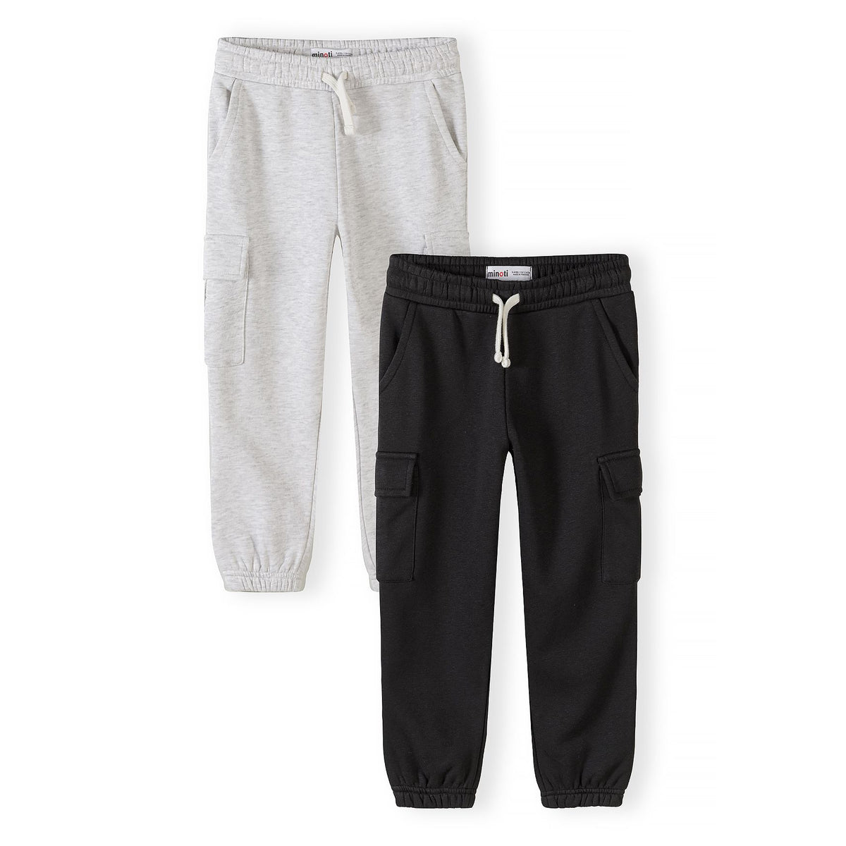 Girls' cargo joggers 2-pack in grey marl and black — complete product view for square Shop card