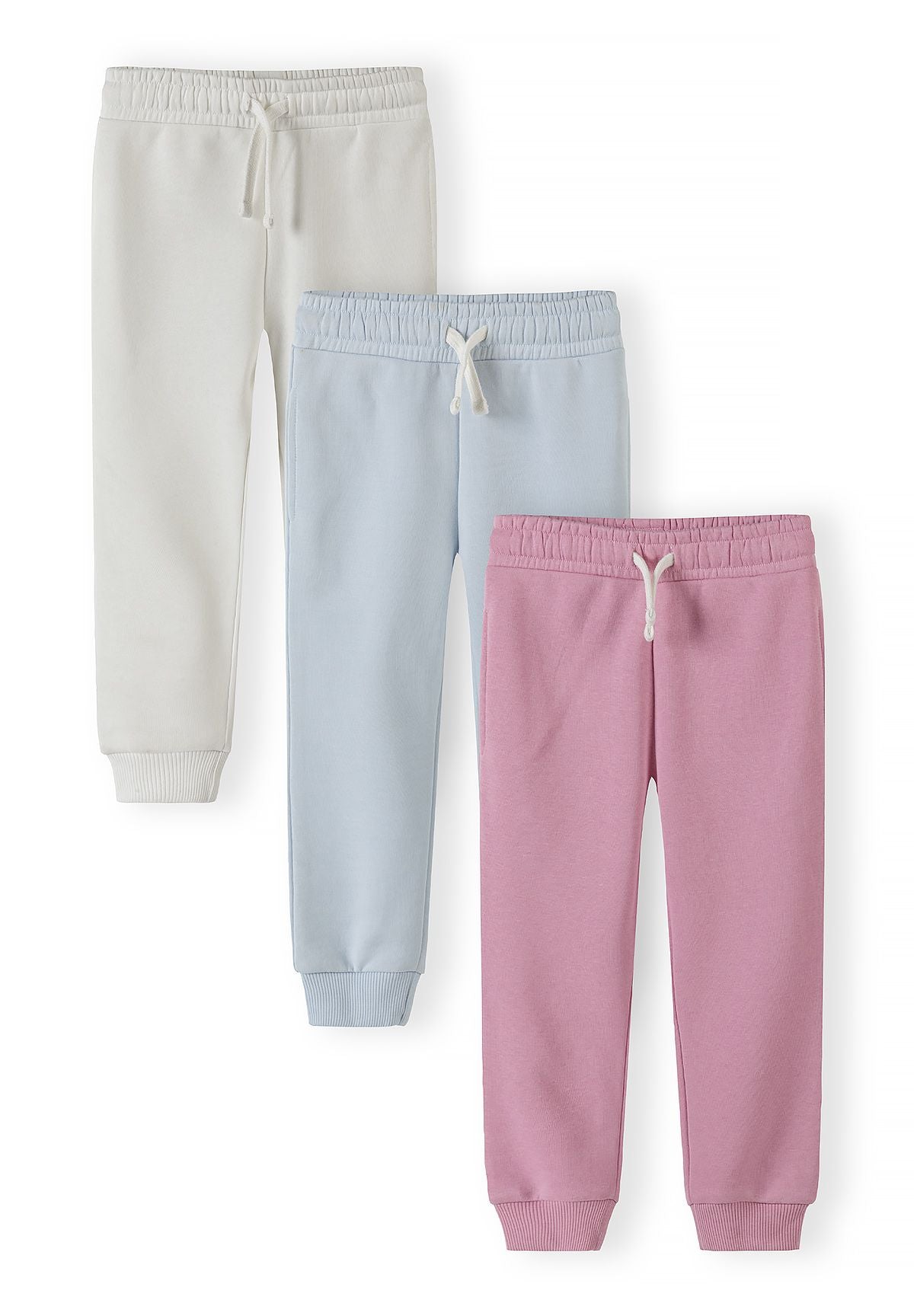 Joggers 3-Pack Pastel Drawstring Pink Blue White - 1