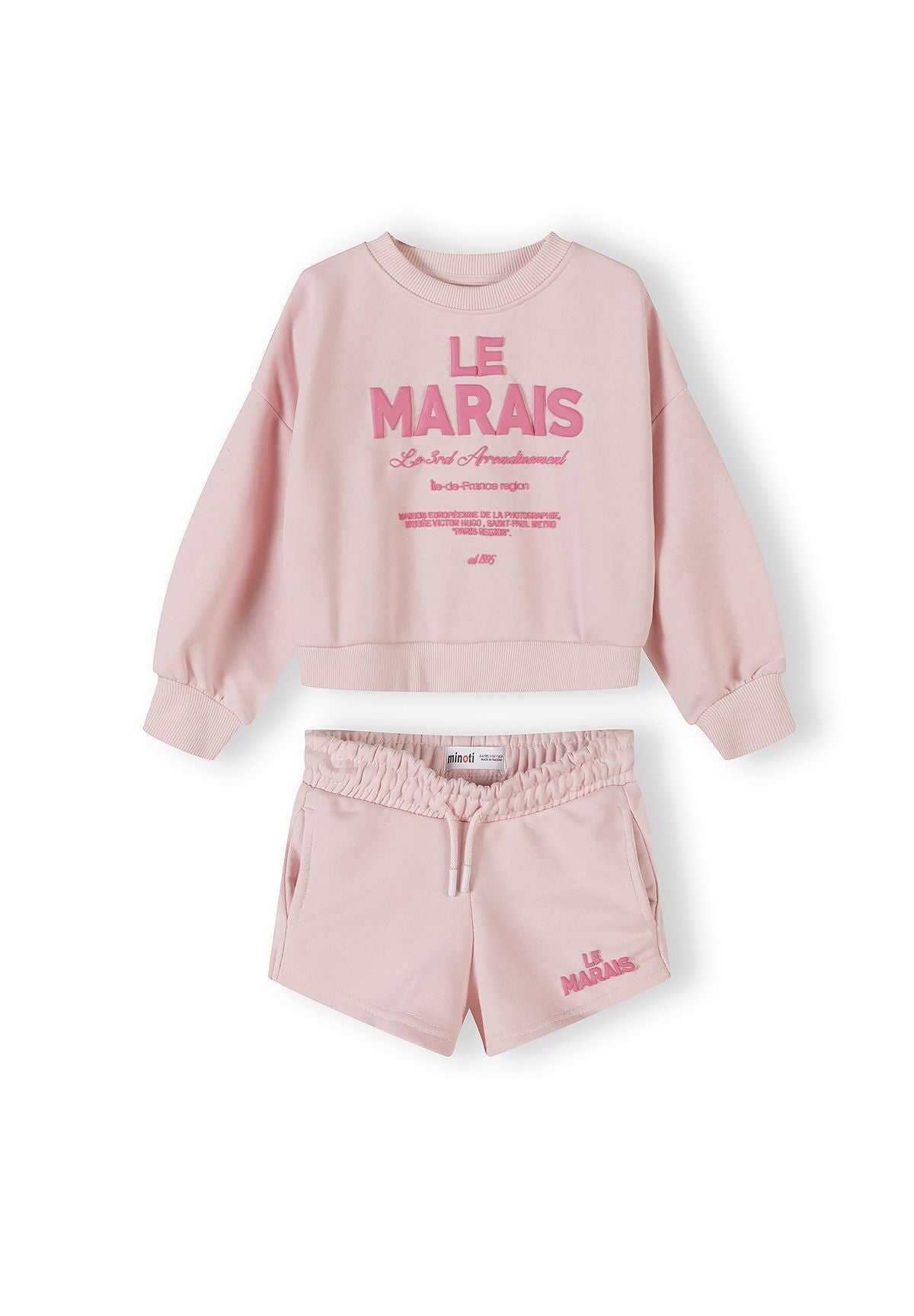 Sweatshirt and Shorts Set, Le Marais Print, Light Pink - 1