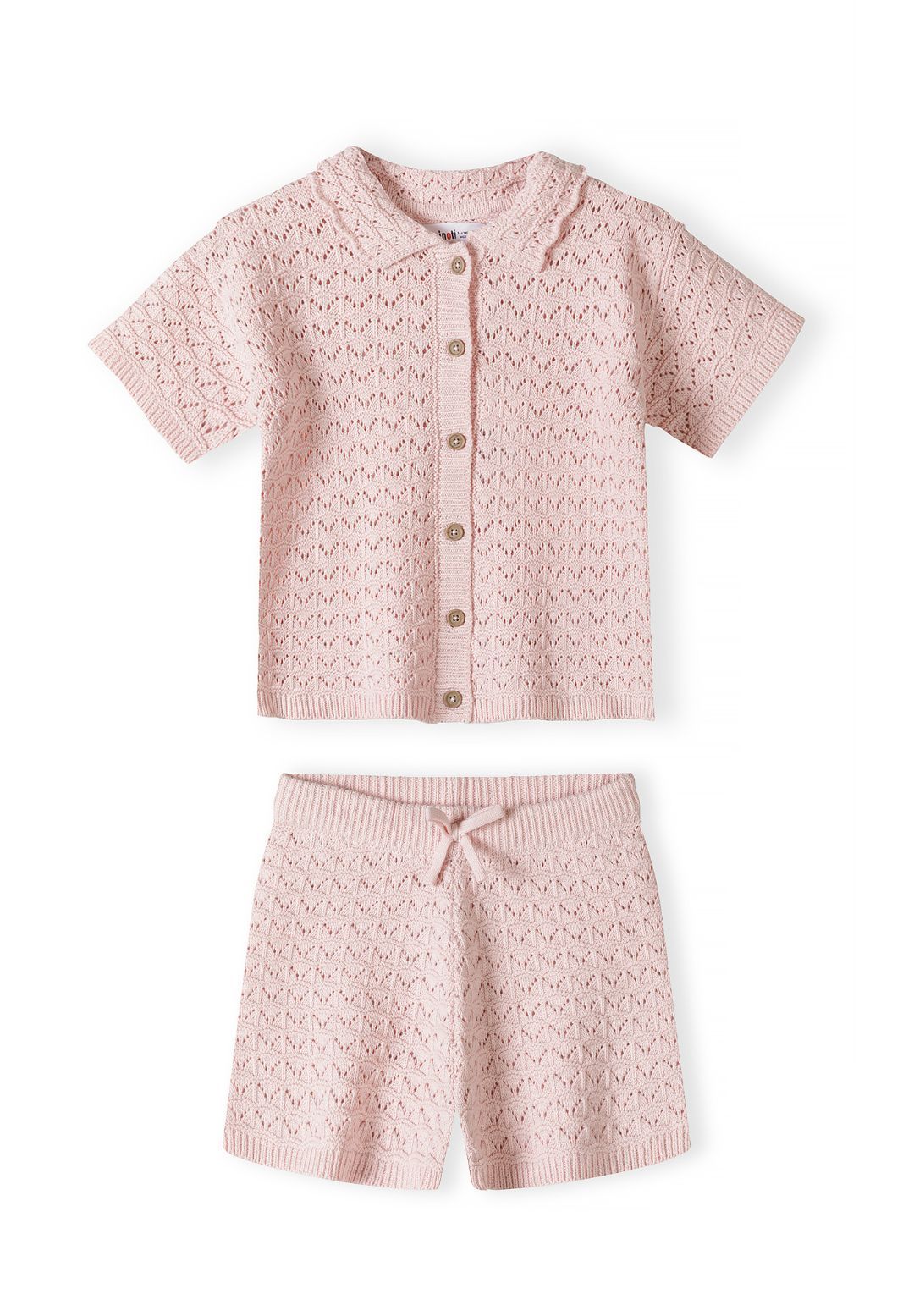 Pointelle Knit Set, Blush Pink, Button Front - 2