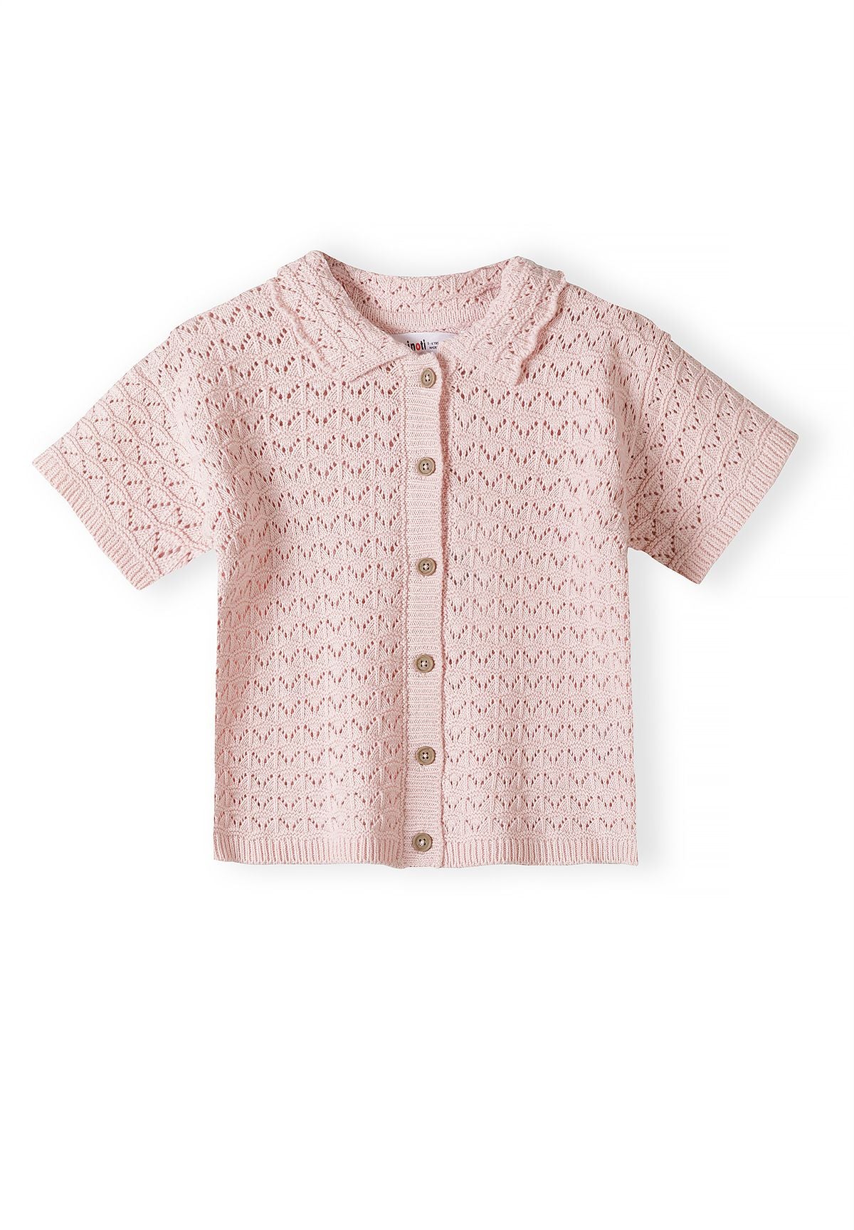 Pointelle Knit Set, Blush Pink, Button Front - 3