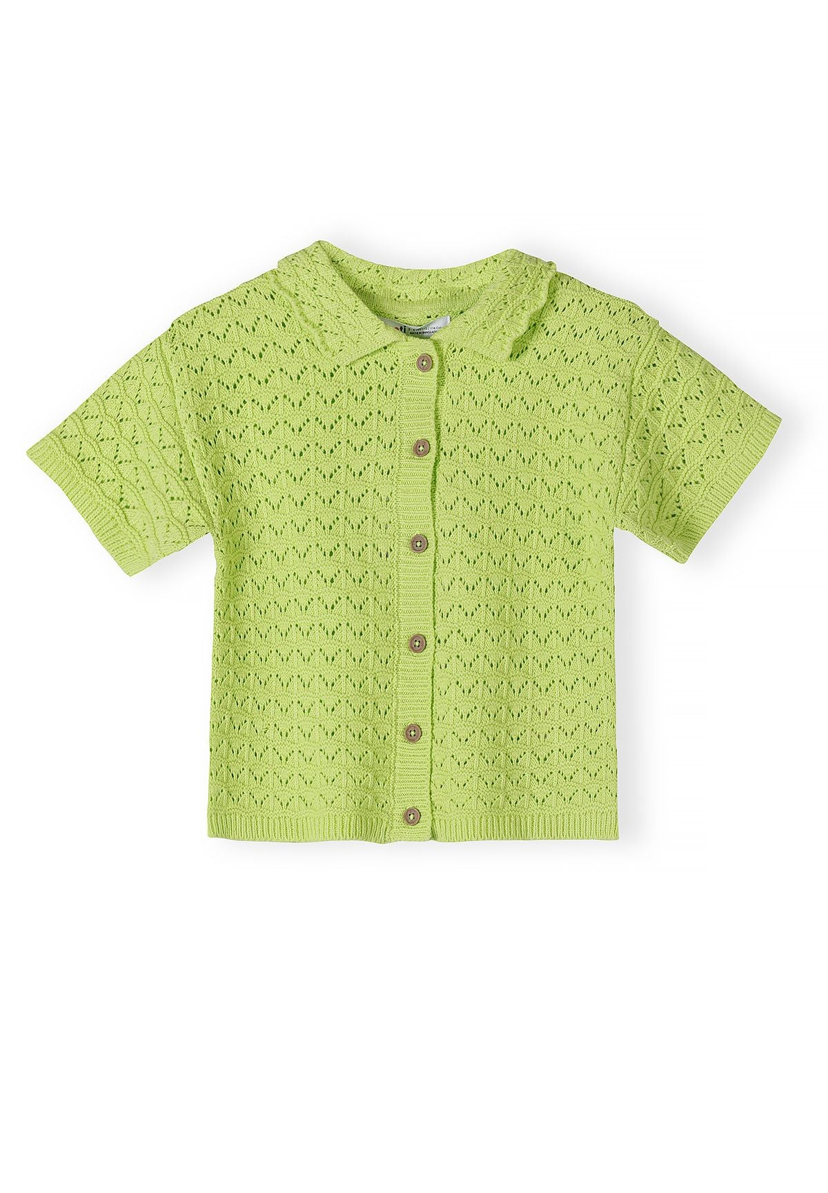 Pointelle Knit Set, Button-Front Cardigan & Shorts, Lime - 3