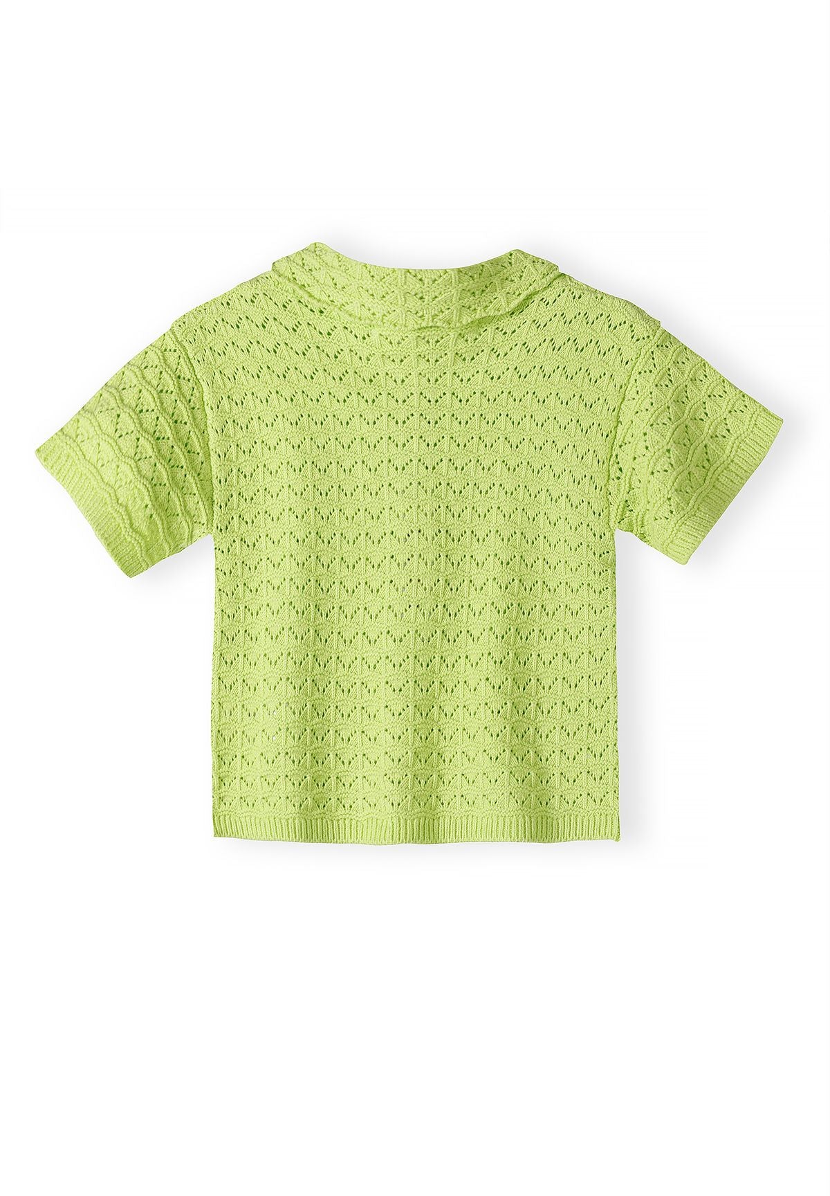 Pointelle Knit Set, Button-Front Cardigan & Shorts, Lime - 4