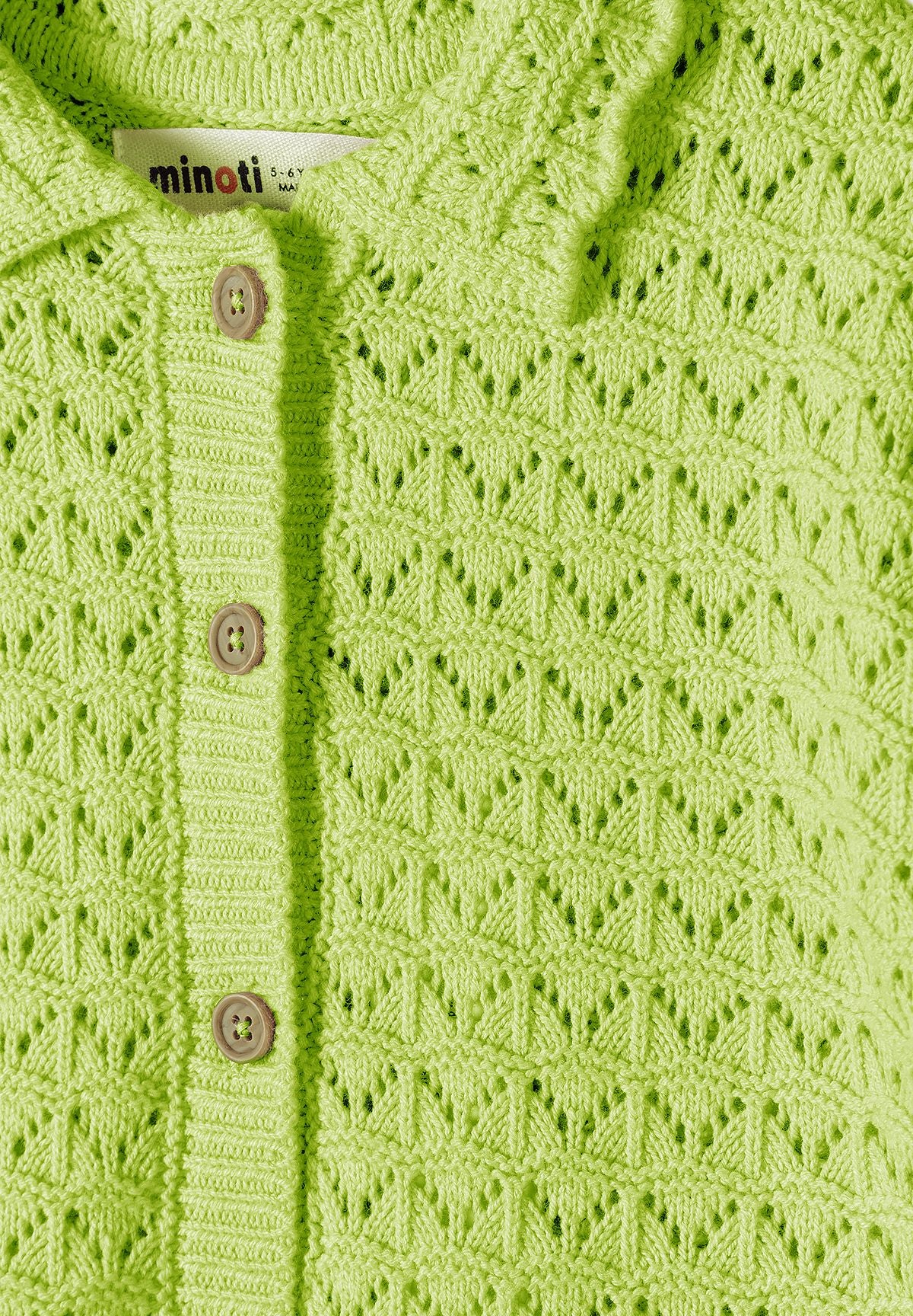 Pointelle Knit Set, Button-Front Cardigan & Shorts, Lime - 7