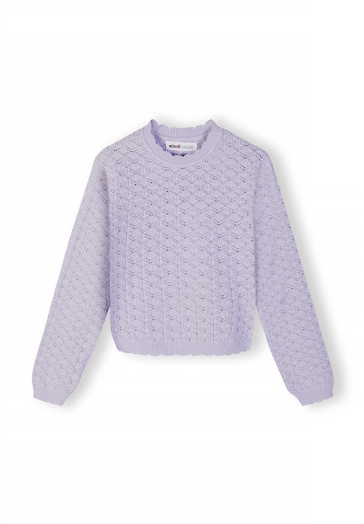 Diamond Pointelle Jumper, Lilac, Crew Neck - 2