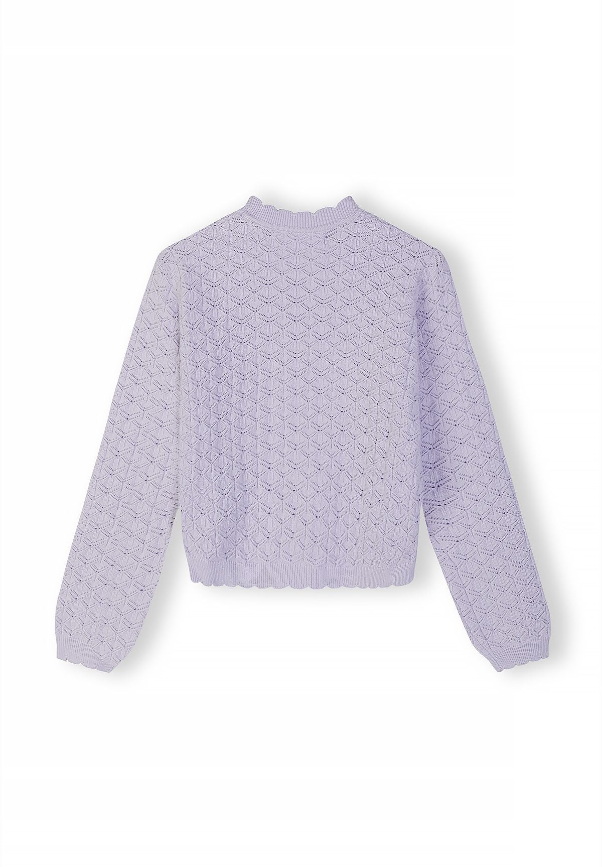 Diamond Pointelle Jumper, Lilac, Crew Neck - 3