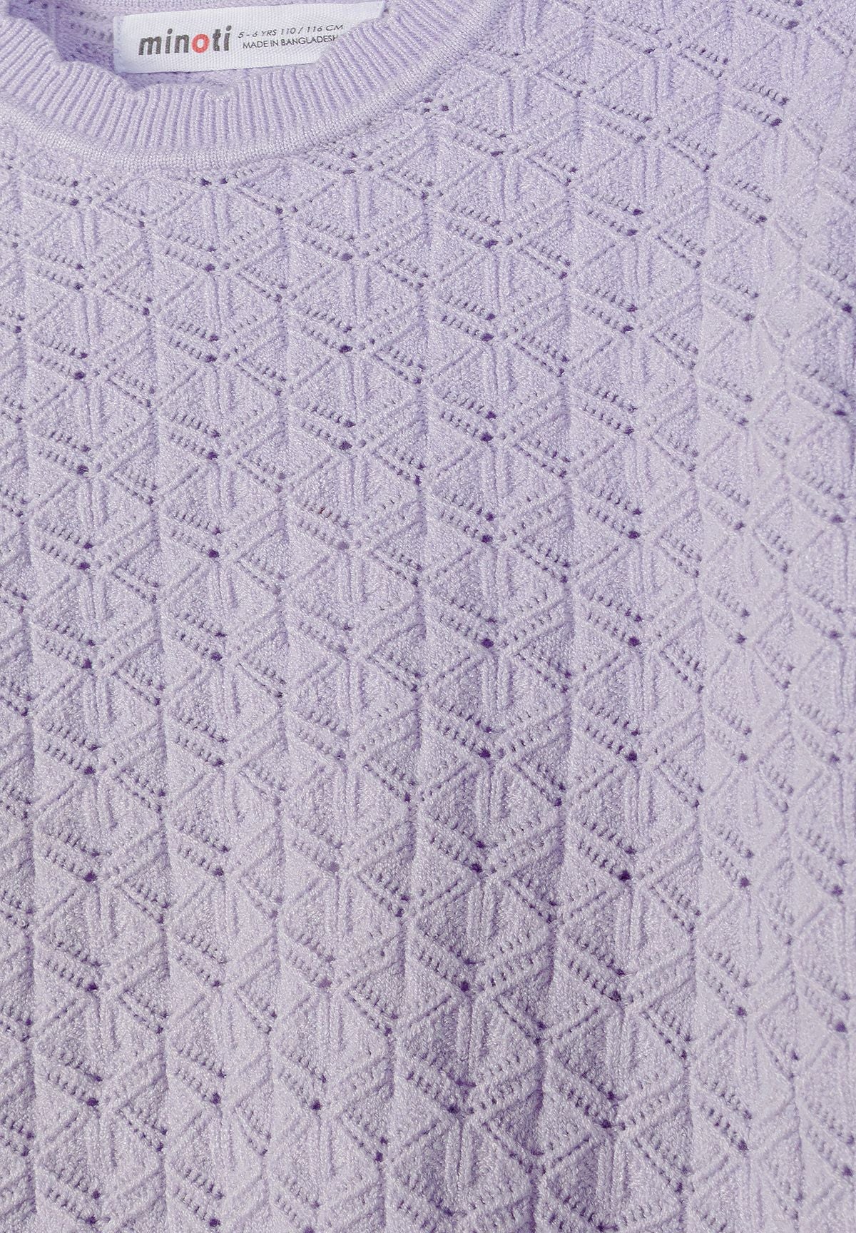 Diamond Pointelle Jumper, Lilac, Crew Neck - 4