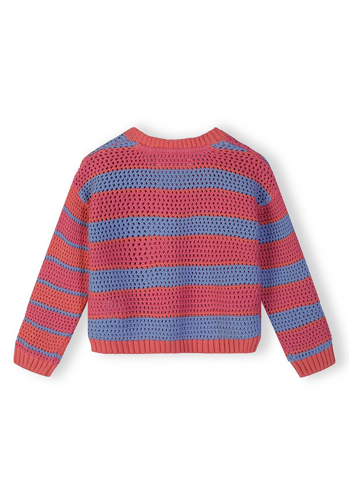 Striped Button Cardigan, Coral Blue - 2