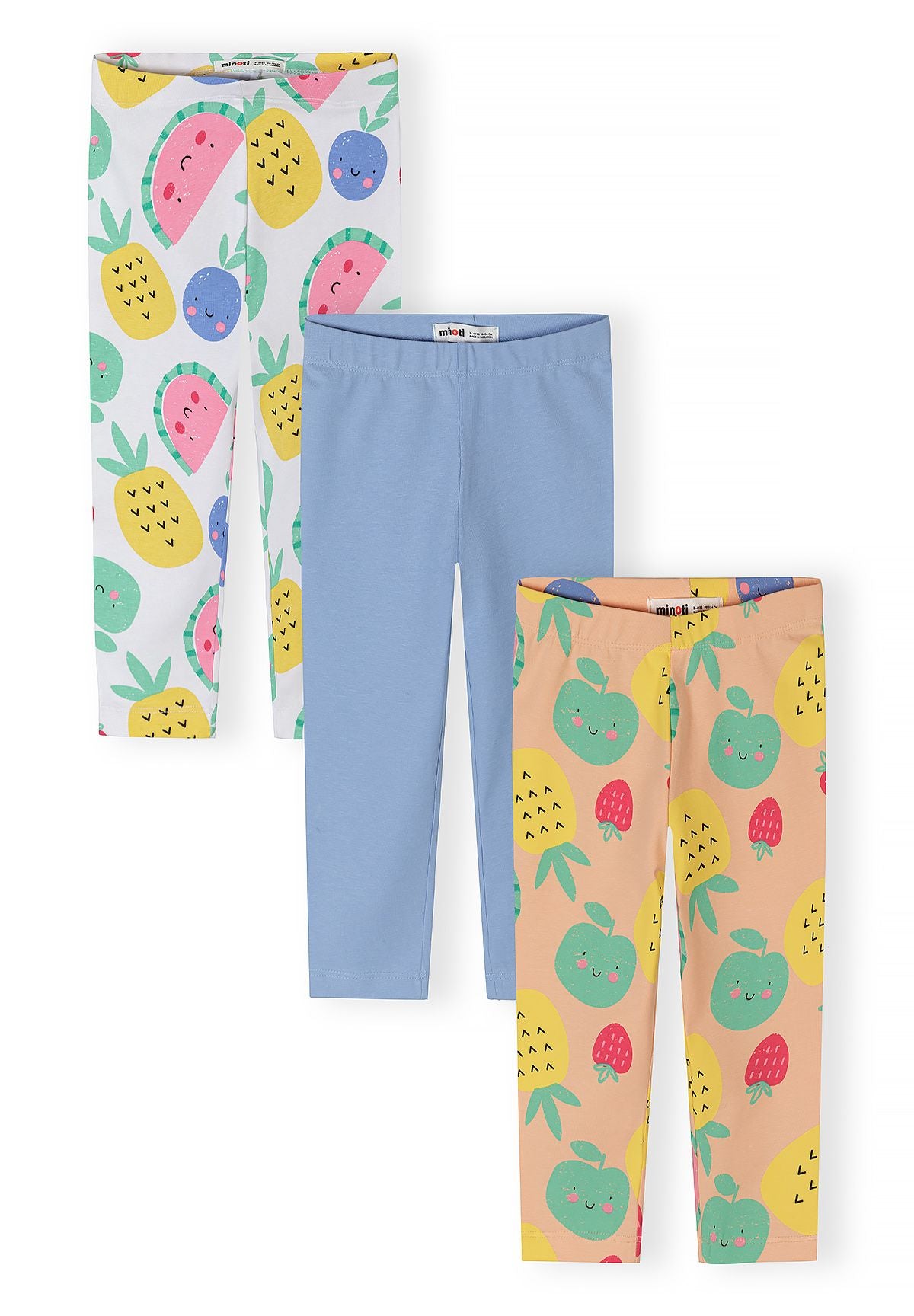 Capri Leggings 3-Pack, Fruit Print, Blue Apricot - 1