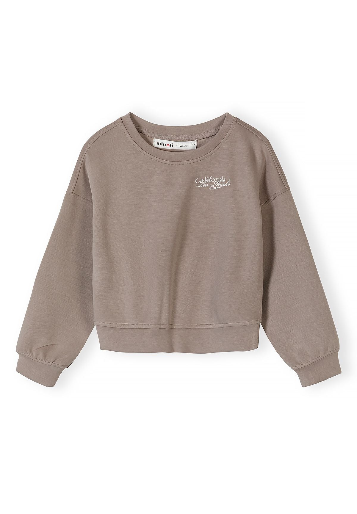 Embroidered Sweatshirt, Brown Crew Neck, Logo - 2