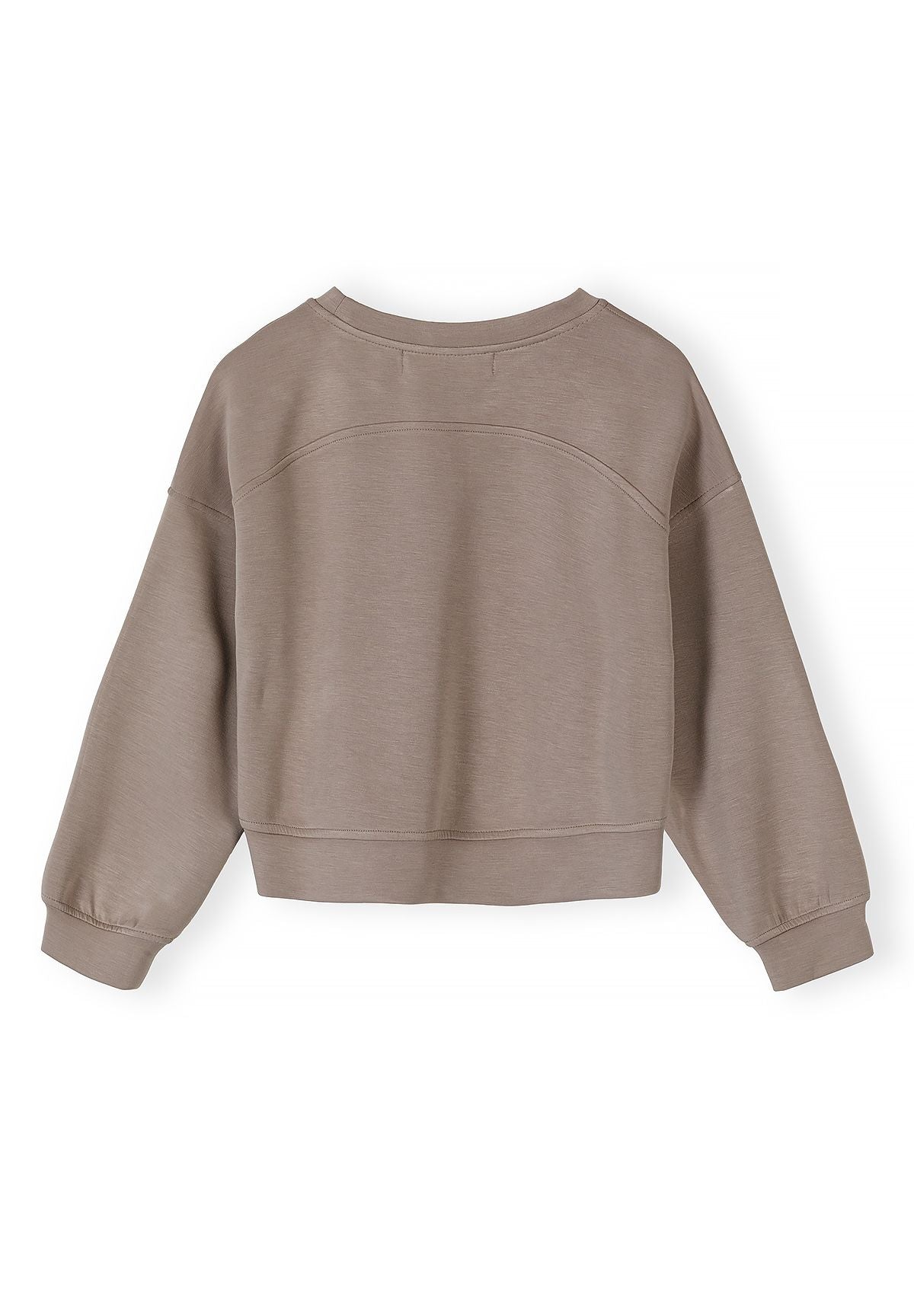 Embroidered Sweatshirt, Brown Crew Neck, Logo - 3