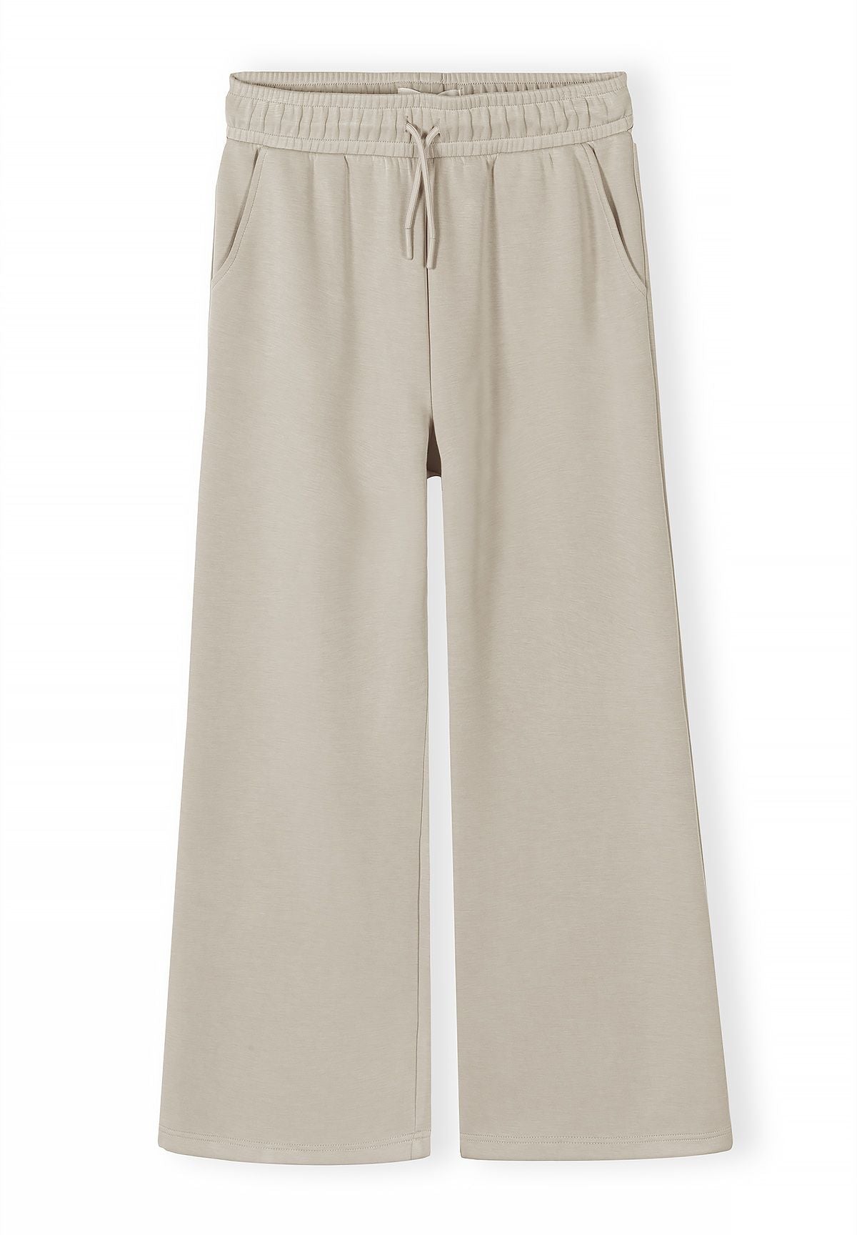 Wide Leg Joggers, Drawstring Waist, Beige - 2