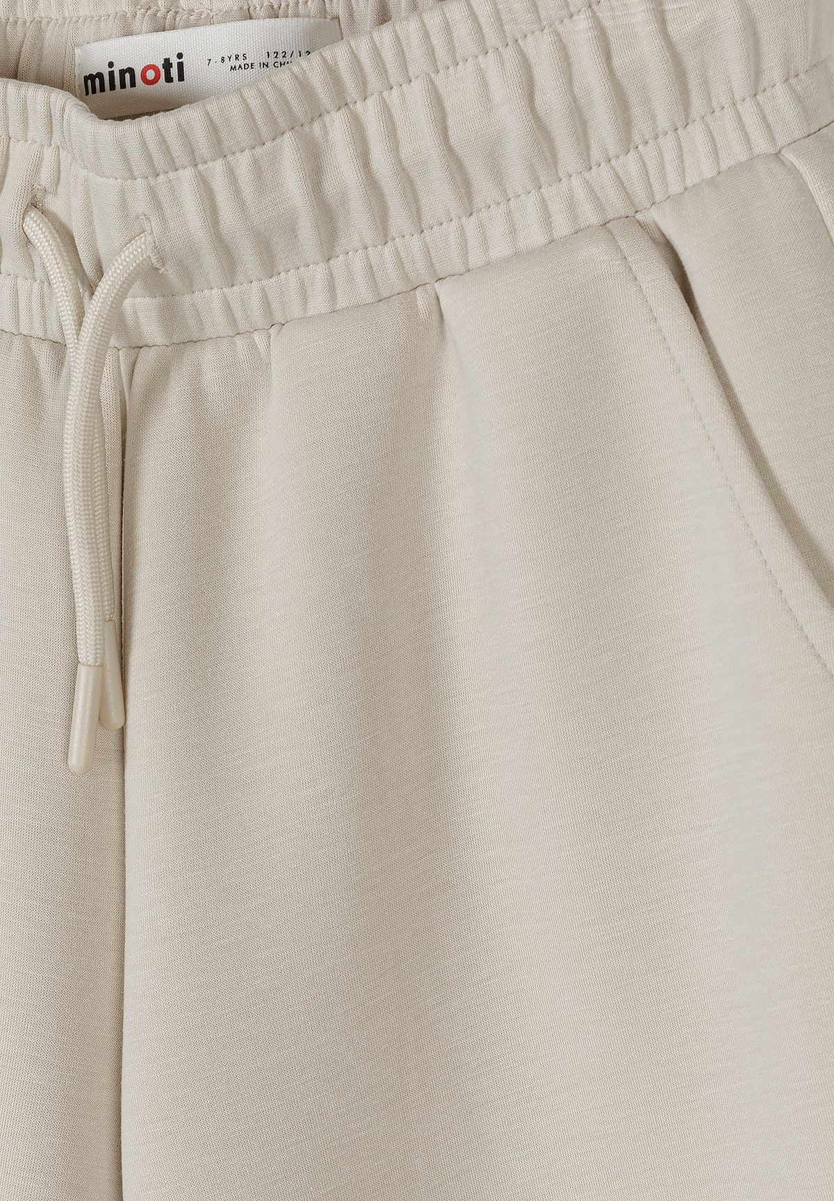 Wide Leg Joggers, Drawstring Waist, Beige - 4