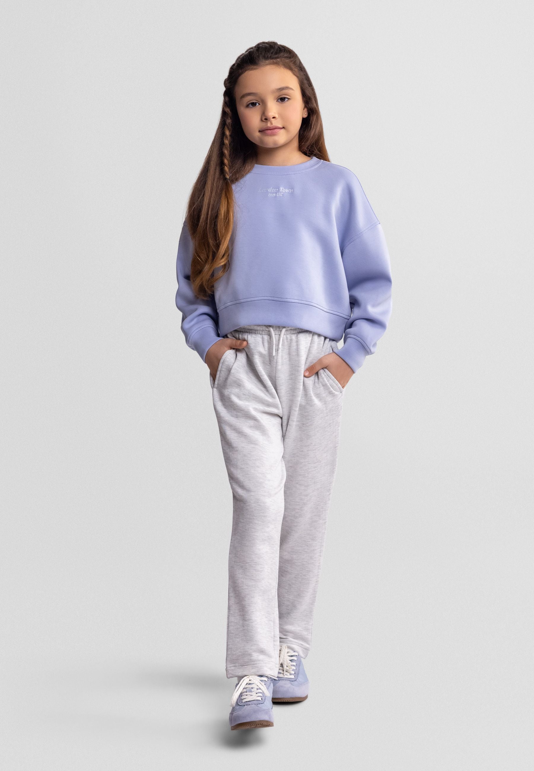 Wide Leg Joggers, Light Grey - 1