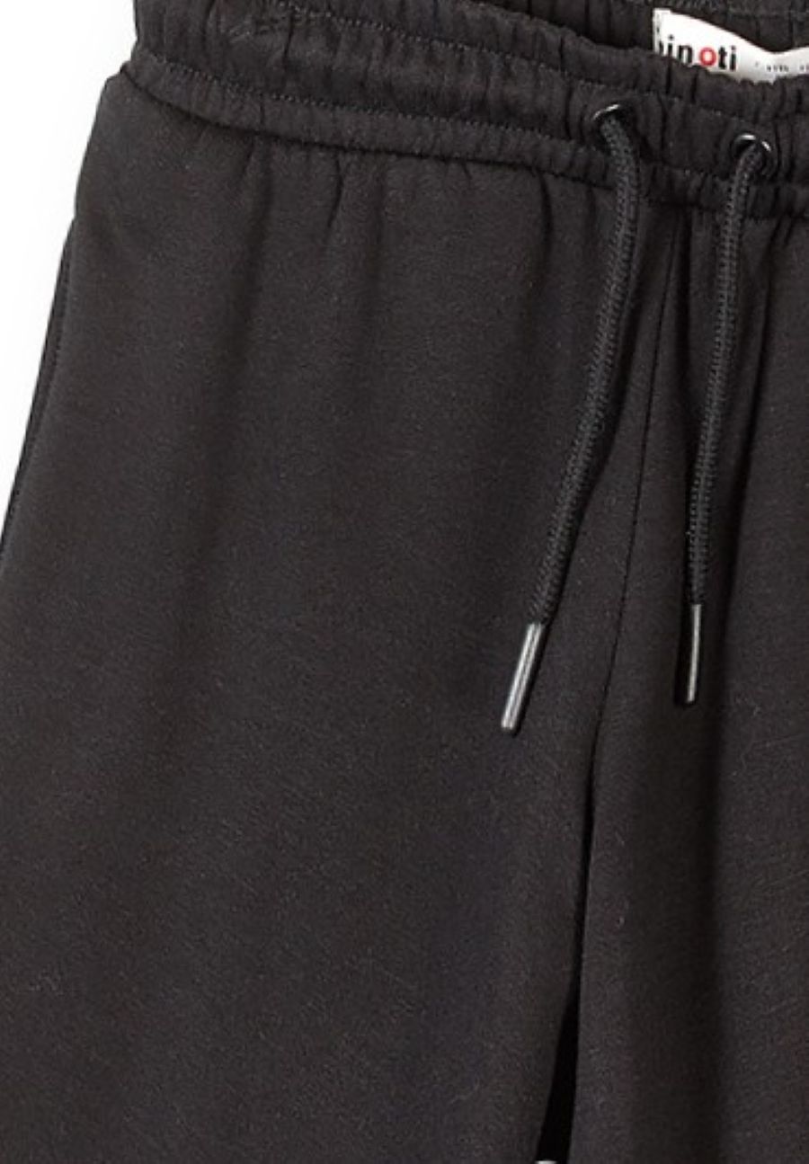 Wide Leg Joggers, Black, Side Pockets - 3