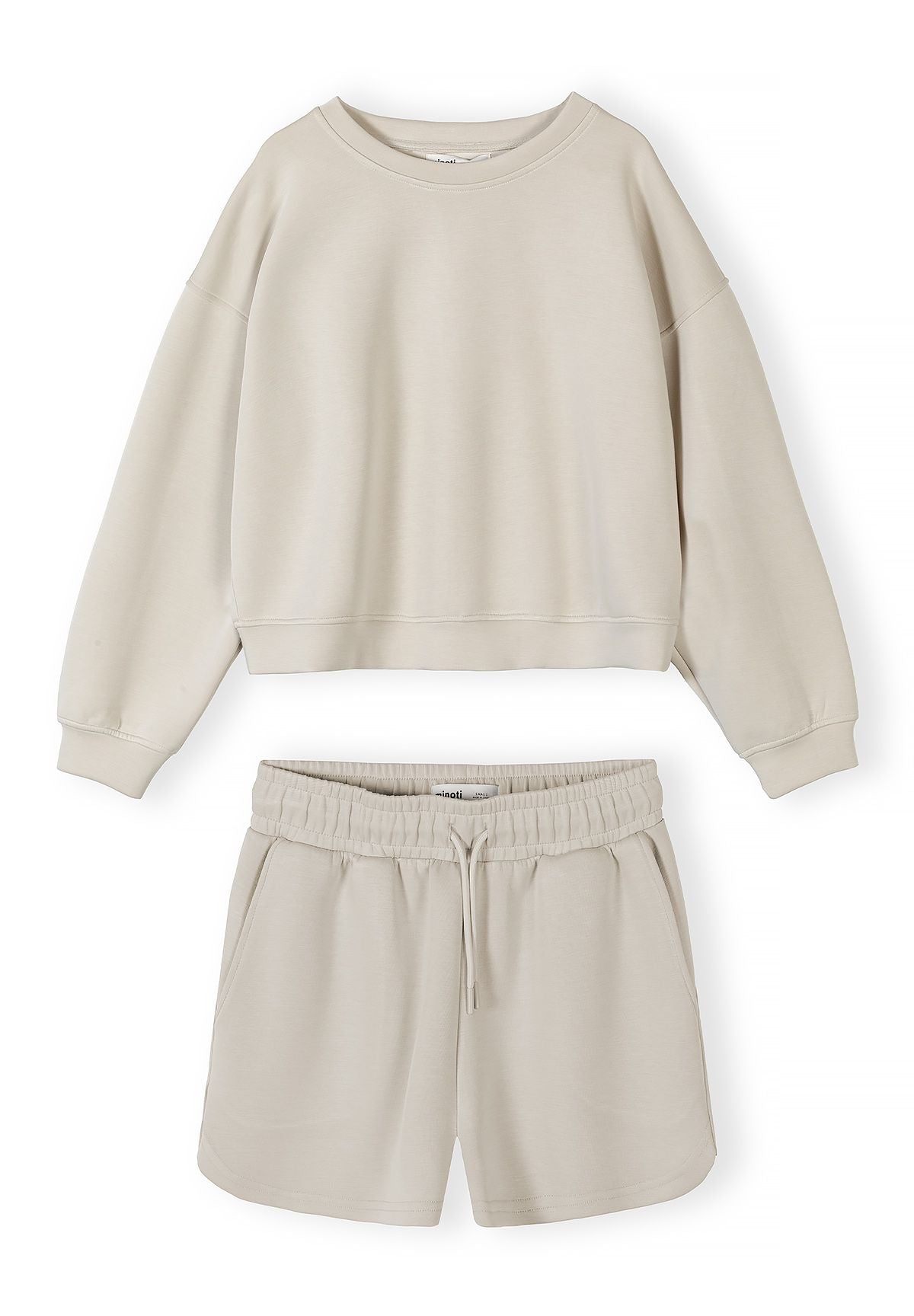Sweatshirt and Shorts Set, Beige, Loungewear - 2