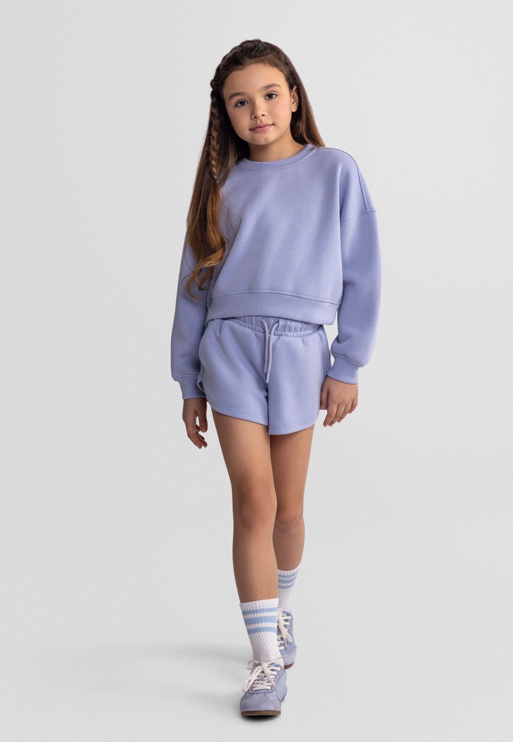 Sweatshirt & Shorts Set, Lavender Blue - 1