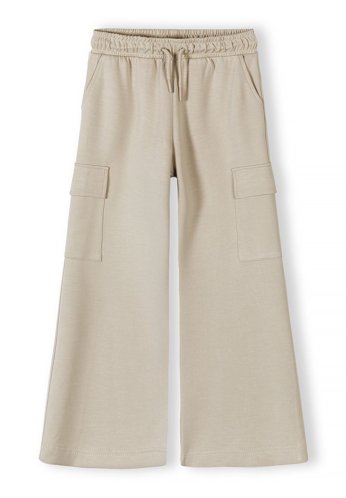 Wide Leg Joggers, Cargo Pockets, Beige - 1